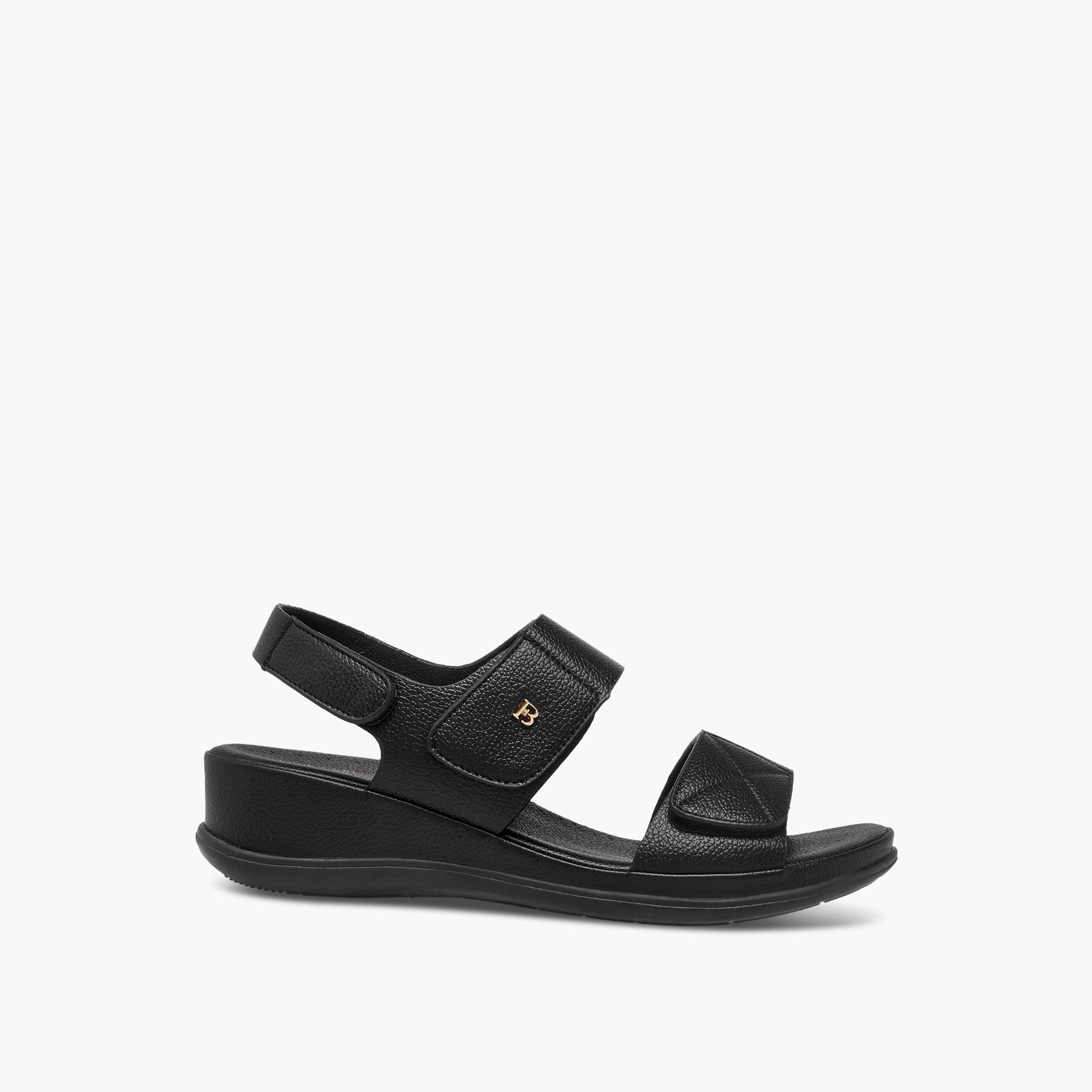 Flora Bella Textured Sandals with Hook and Loop Closure-women-shoes-sandals-heeled-image-3