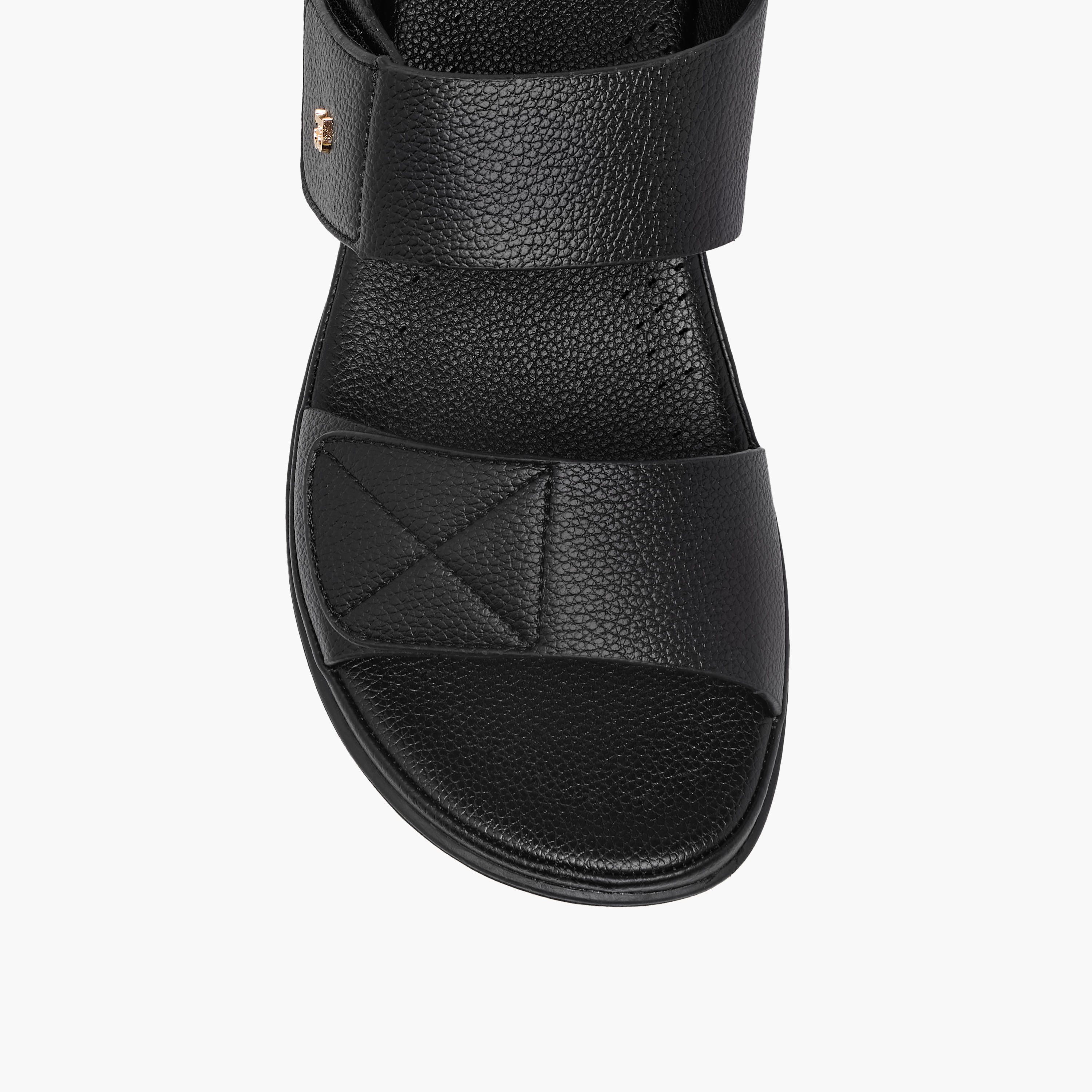 Flora Bella Textured Sandals with Hook and Loop Closure-women-shoes-sandals-heeled-image-4