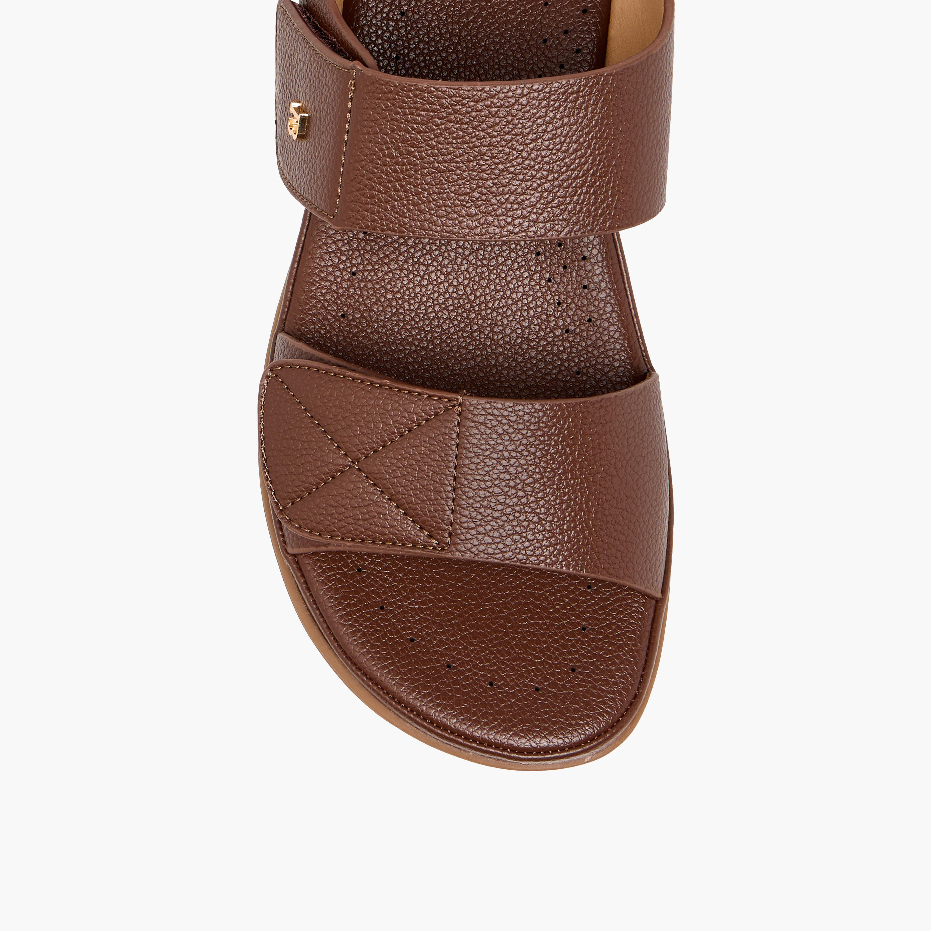 Flora Bella Textured Sandals with Hook and Loop Closure-women-shoes-sandals-heeled-image-4