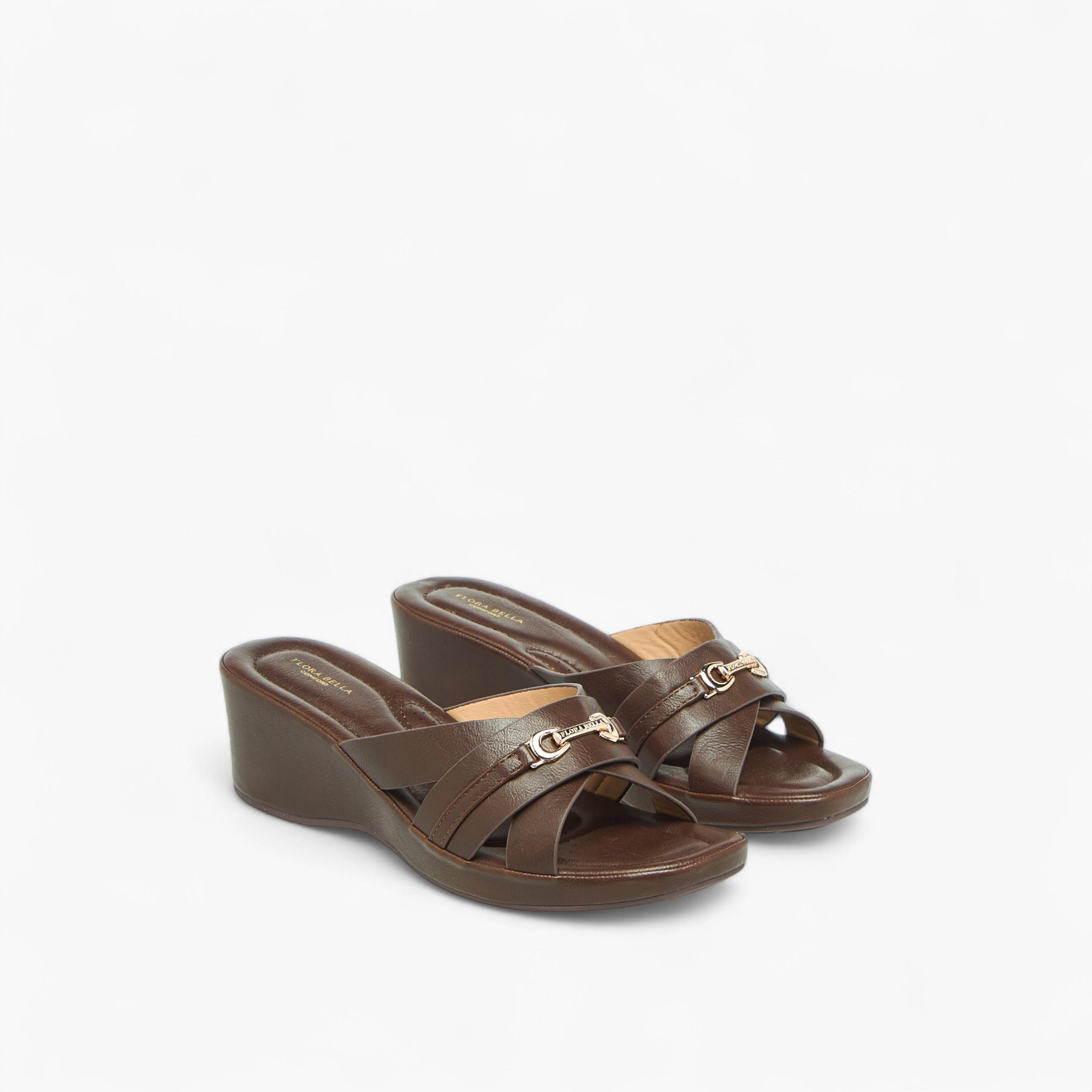Flora Bella Metal Accent Slip-On Sandals with Wedge Heels-women-shoes-sandals-heeled-image-1