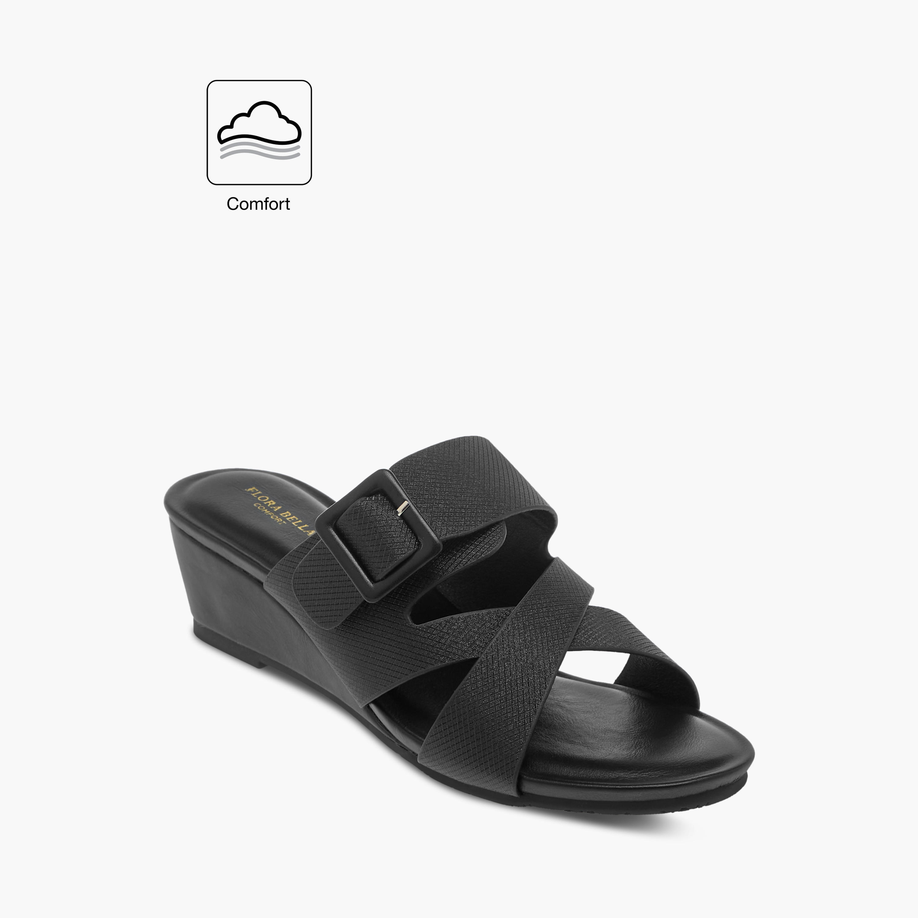 Flora Bella Textured Slip-On Comfort Sandals with Wedge Heels-women-shoes-sandals-heeled-image-2
