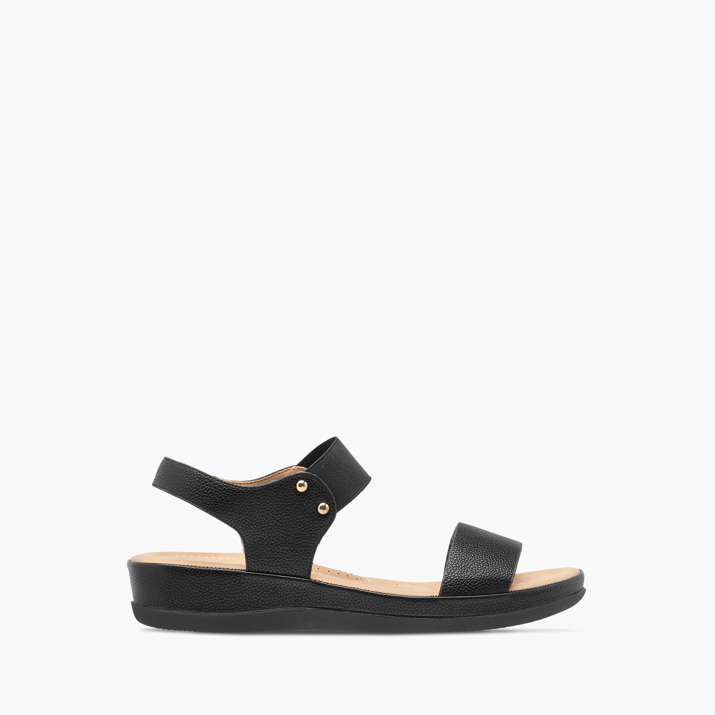 Flora Bella Solid Comfort Sandals with Elasticated Strap-women-shoes-flats-sandals-image-2