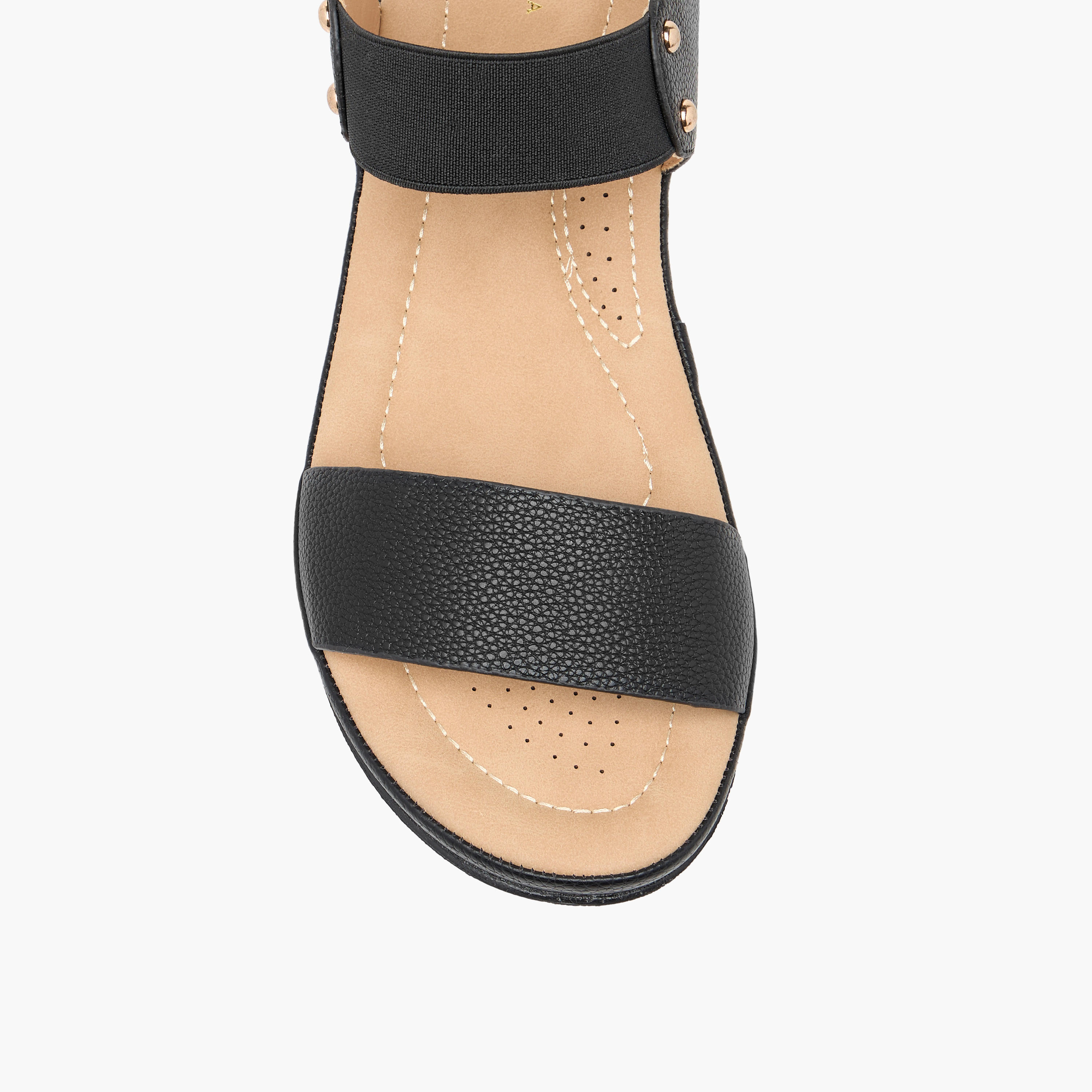 Flora Bella Solid Comfort Sandals with Elasticated Strap-women-shoes-flats-sandals-image-3