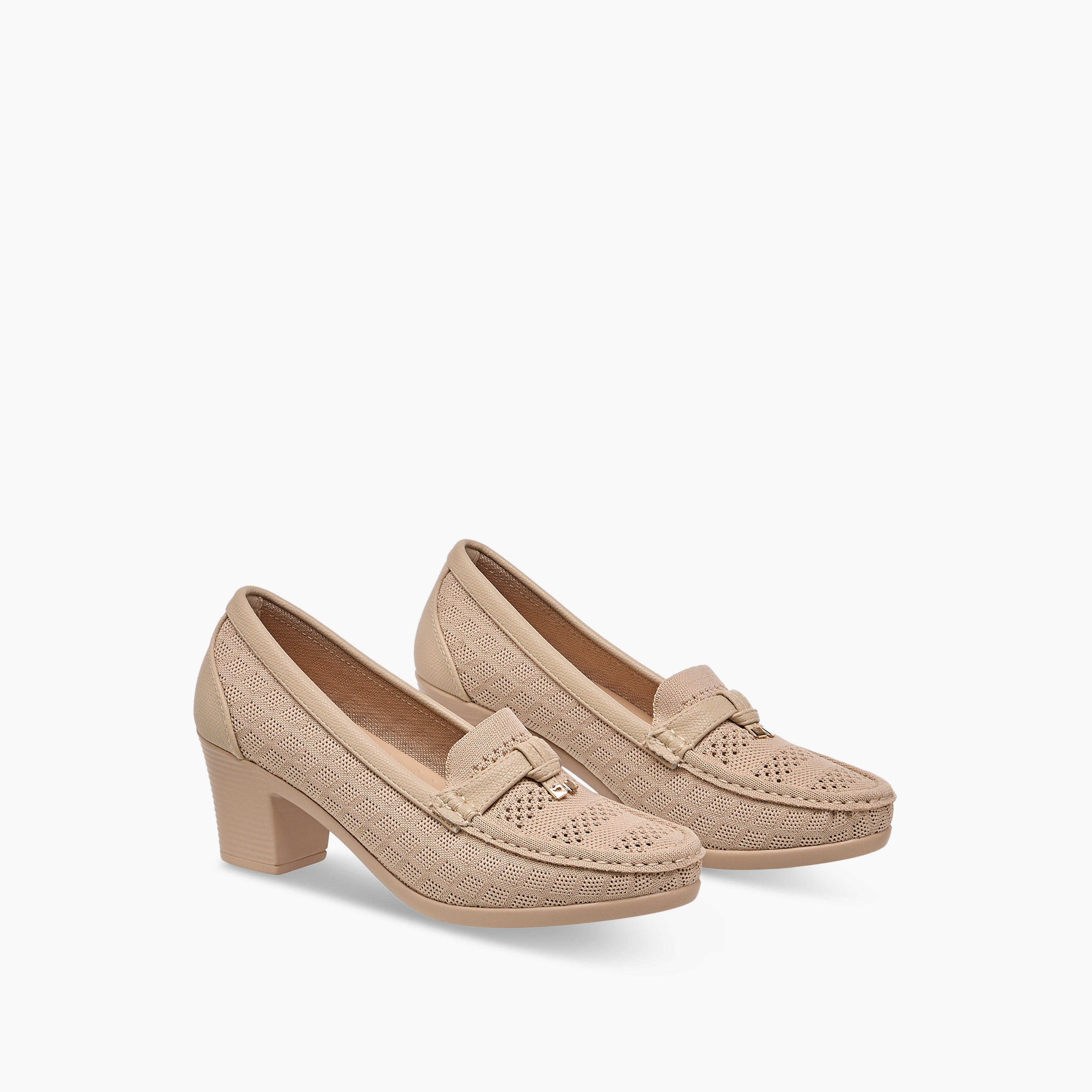 Flora Bella Textured Slip-On Block Heel Shoes-women-shoes-heels-image-1