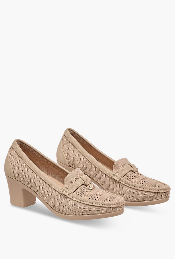 Flora Bella Textured Slip-On Block Heel Shoes-women-image-1