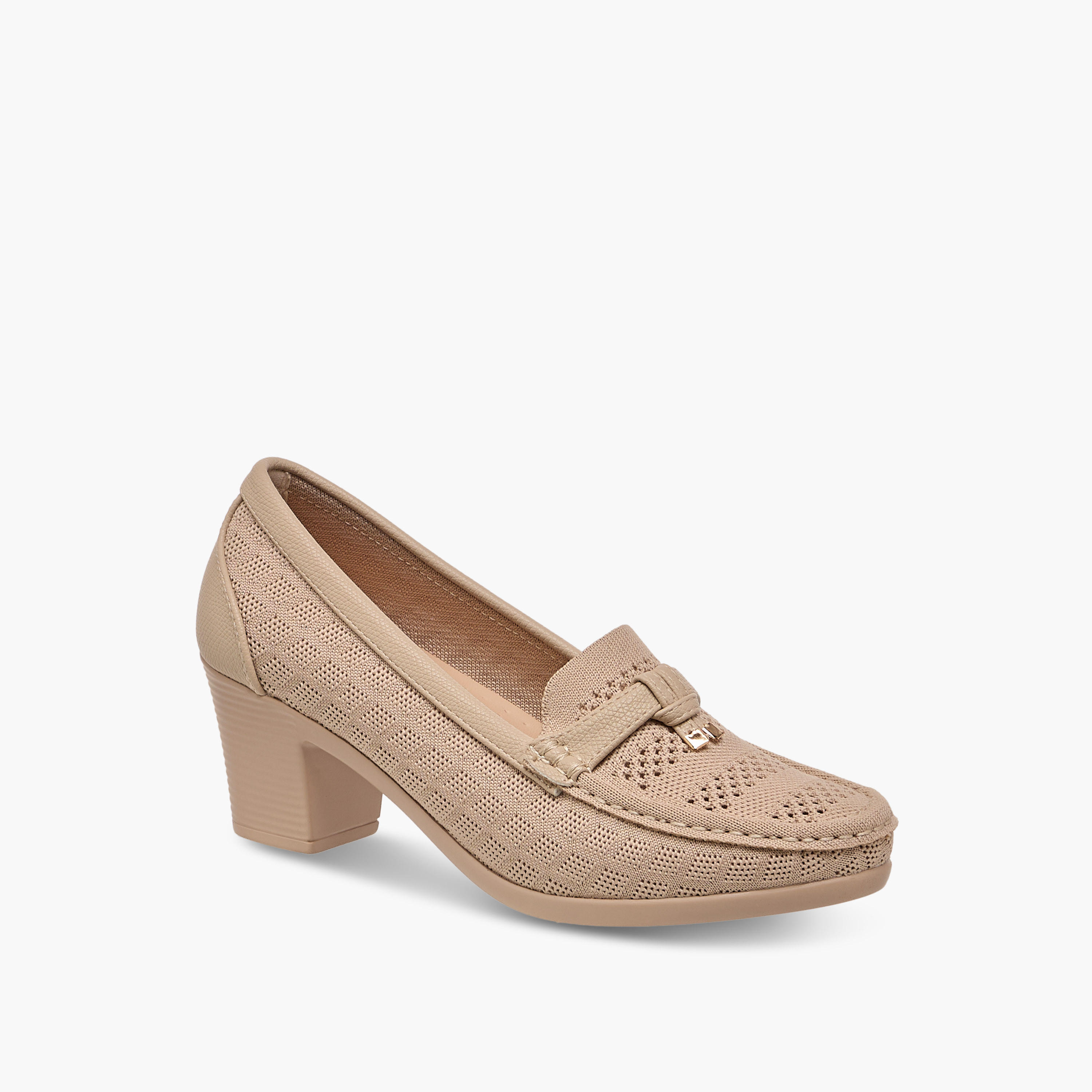 Flora Bella Textured Slip-On Block Heel Shoes-women-shoes-heels-image-2
