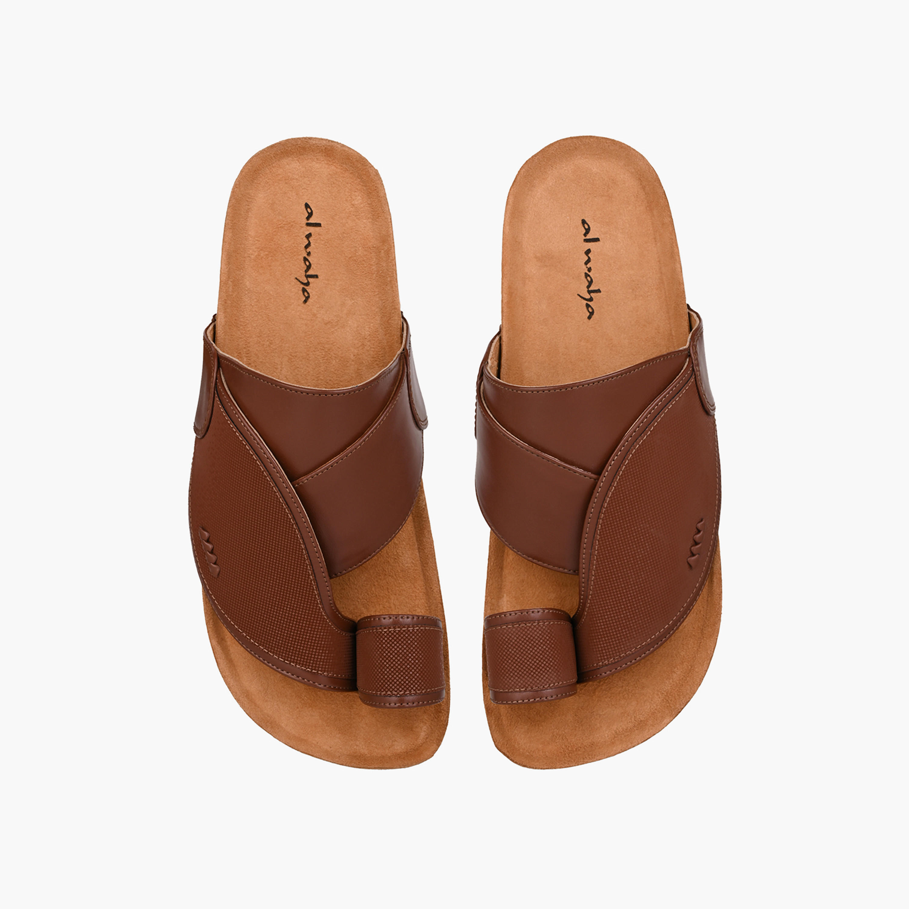 Al Waha Men Textured Leather Arabic Sandals-men-shoes-sandals-image-1