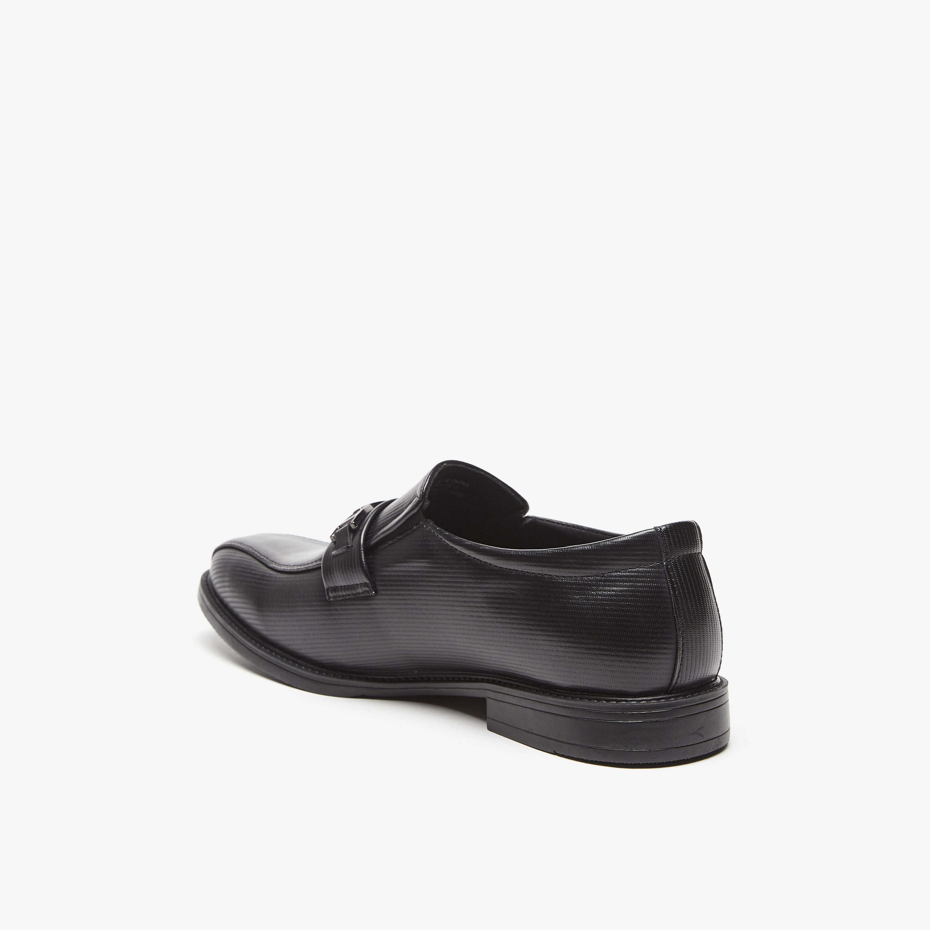 LBL By Shoexpress Textured Slip-On Loafers with Metal Accent-men-shoes-formalshoes-image-2