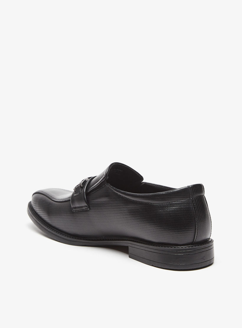LBL By Shoexpress Textured Slip-On Loafers with Metal Accent-men-shoes-formalshoes-image-2