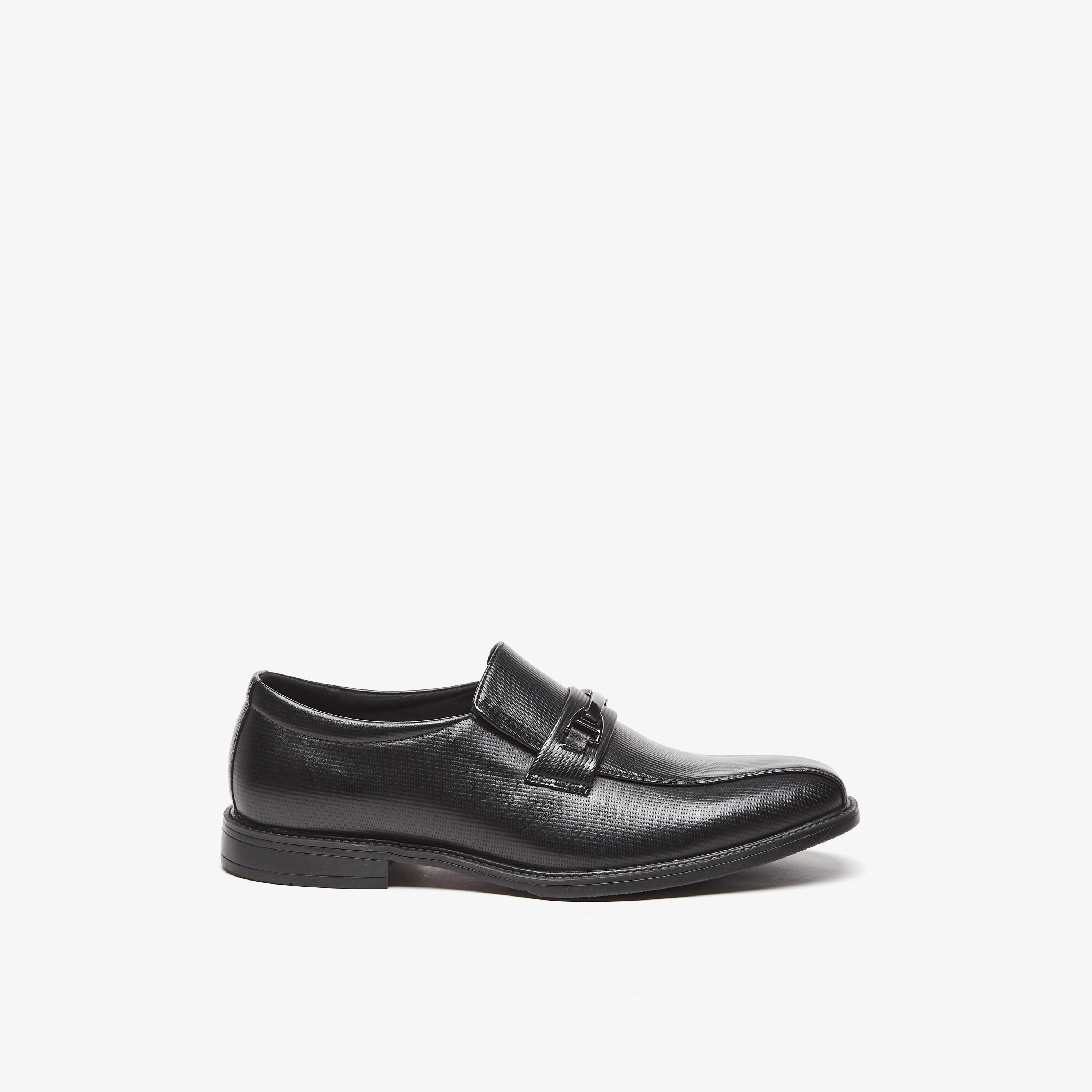 LBL By Shoexpress Textured Slip-On Loafers with Metal Accent-men-shoes-formalshoes-image-3