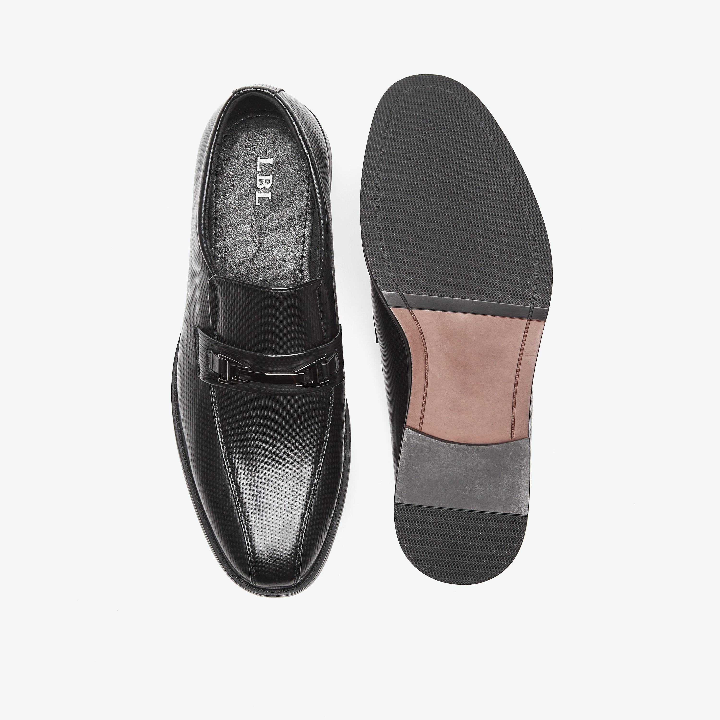 LBL By Shoexpress Textured Slip-On Loafers with Metal Accent-men-shoes-formalshoes-image-4