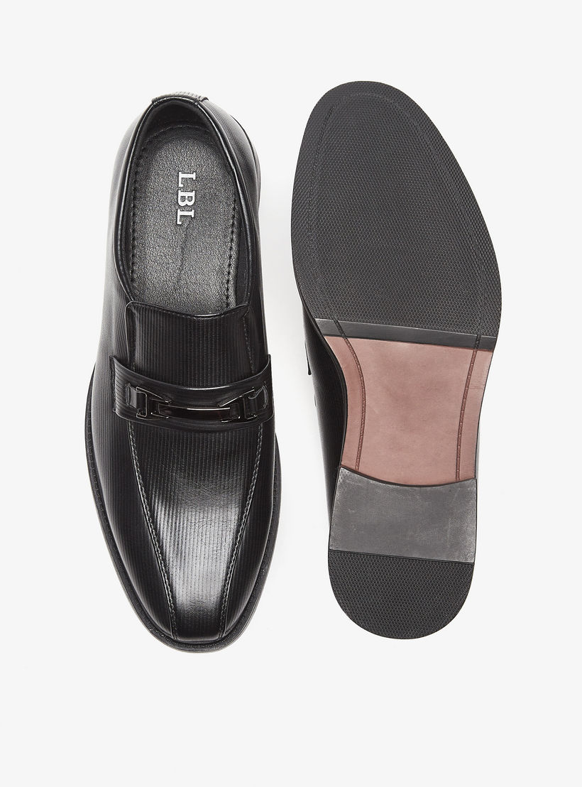 LBL By Shoexpress Textured Slip-On Loafers with Metal Accent-men-shoes-formalshoes-image-4