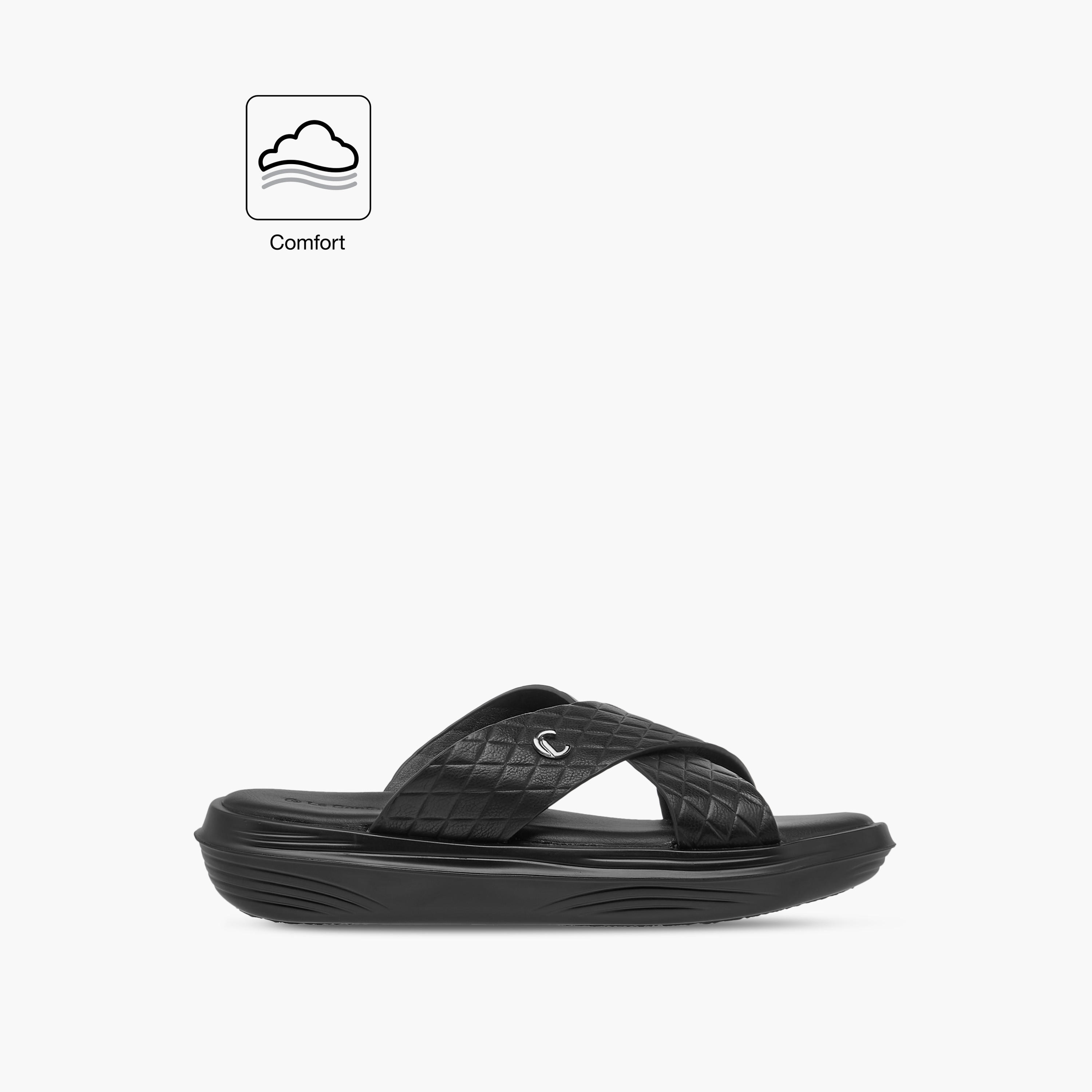 Le Confort Textured Slip-On Cross Strap Comfort Sandals-men-shoes-sandals-image-2