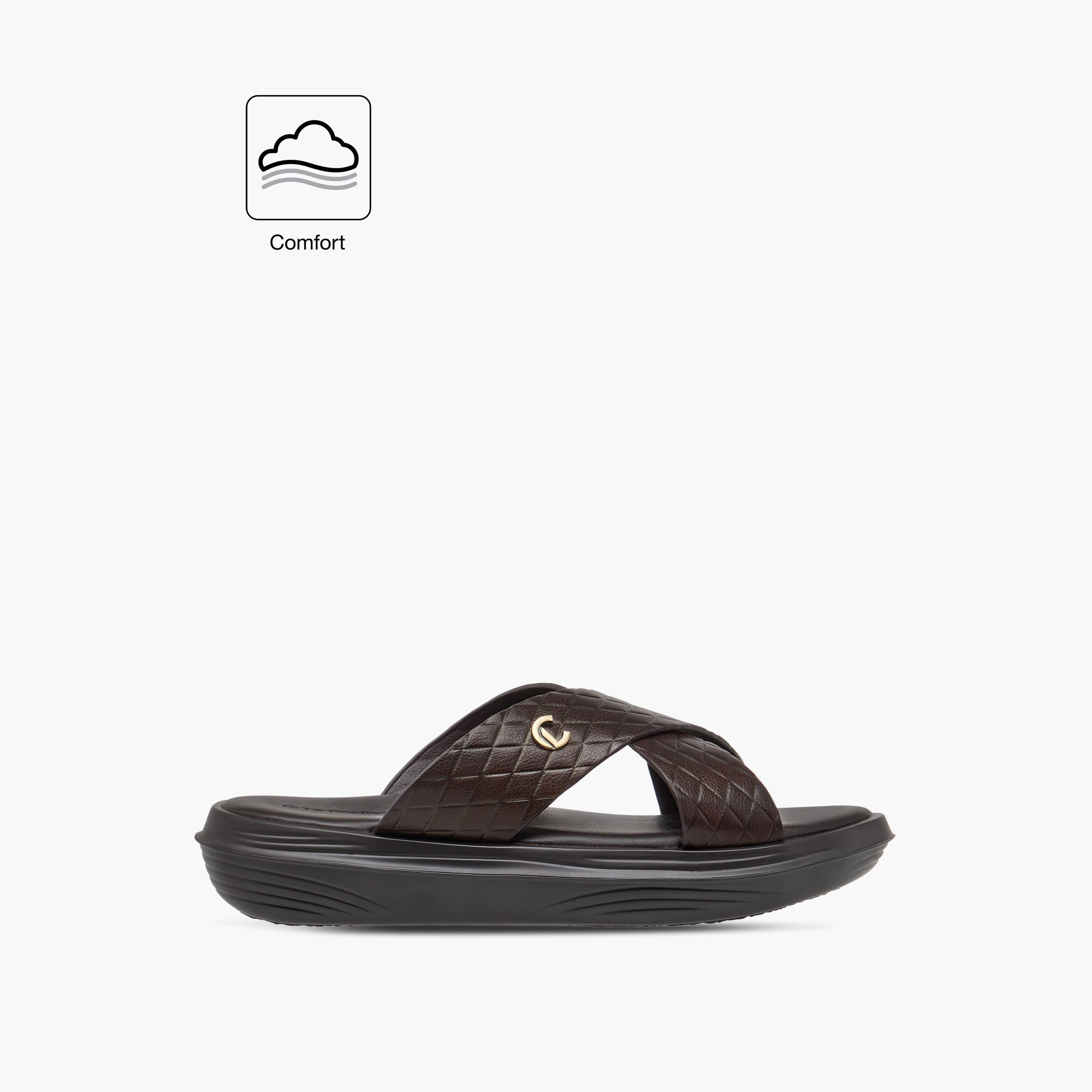 Le Confort Textured Slip-On Cross Strap Comfort Sandals-men-shoes-sandals-image-2