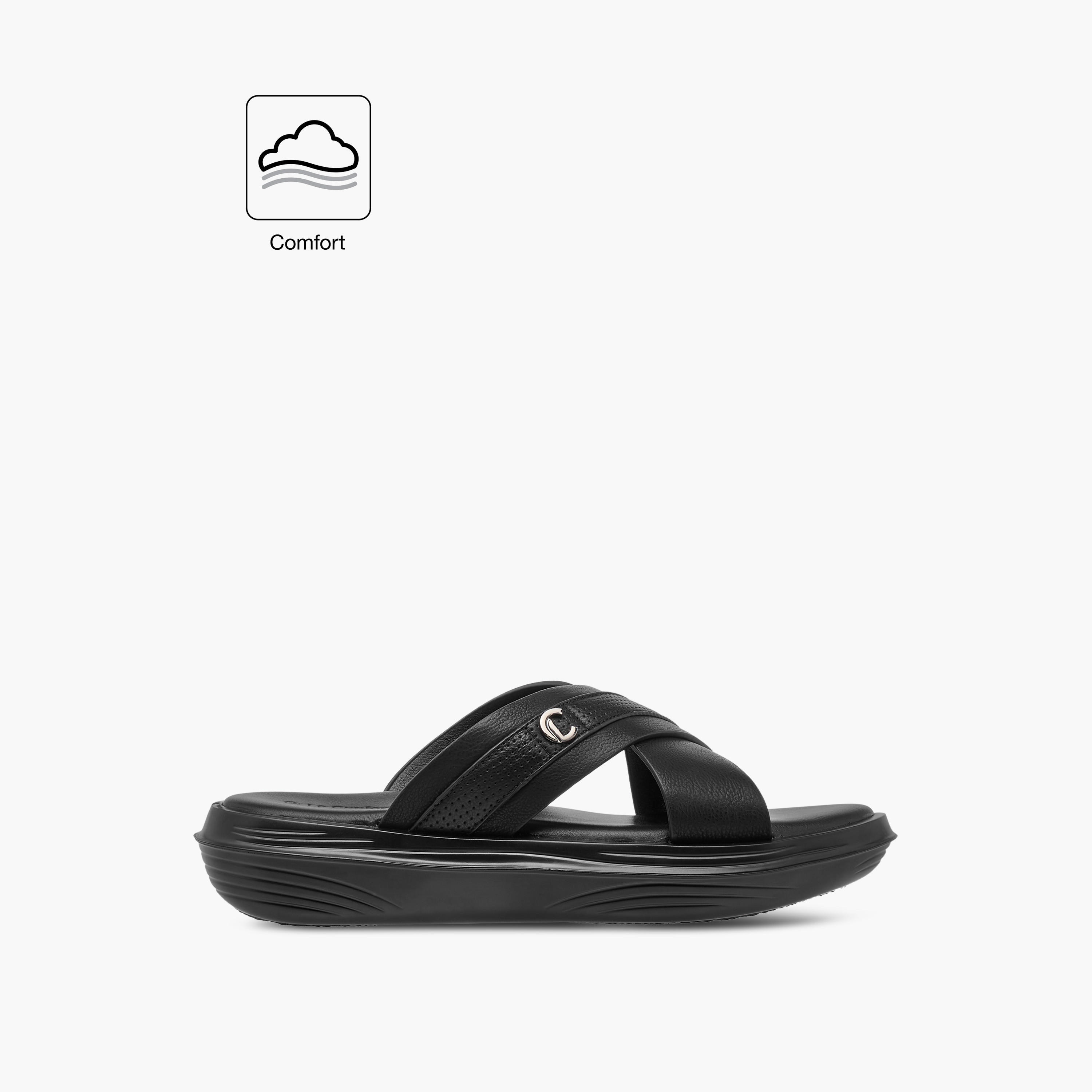 صندل مريح بارز الملمس سهل الارتداء بحزام متقاطع من لو كونفورت-men-shoes-sandals-image-4