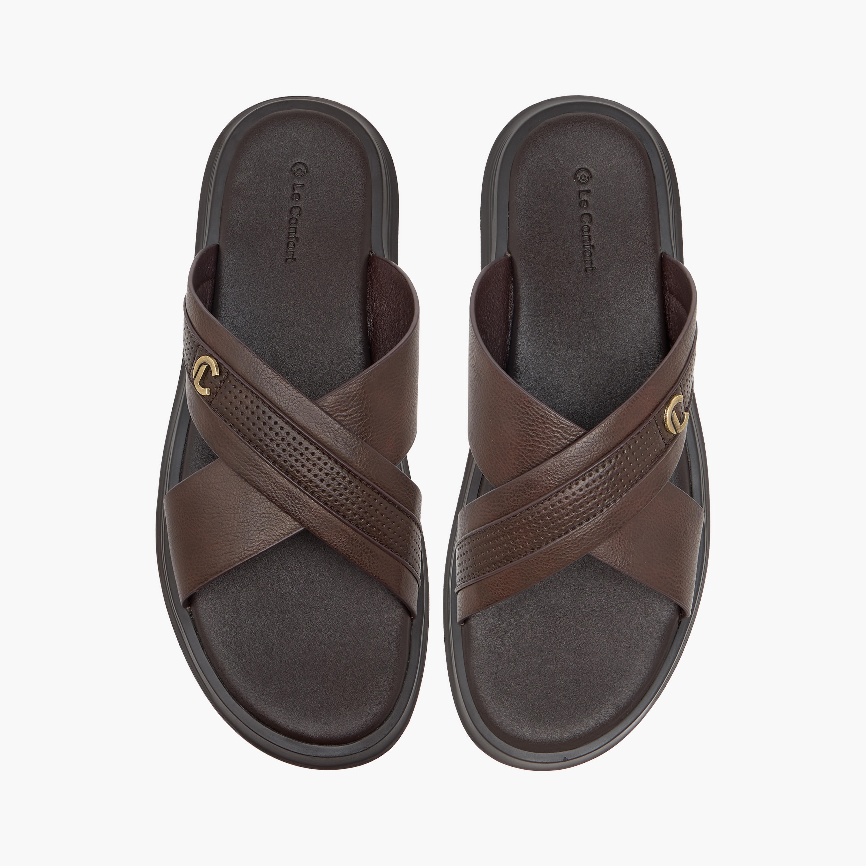 صندل مريح بارز الملمس سهل الارتداء بحزام متقاطع من لو كونفورت-men-shoes-sandals-image-1