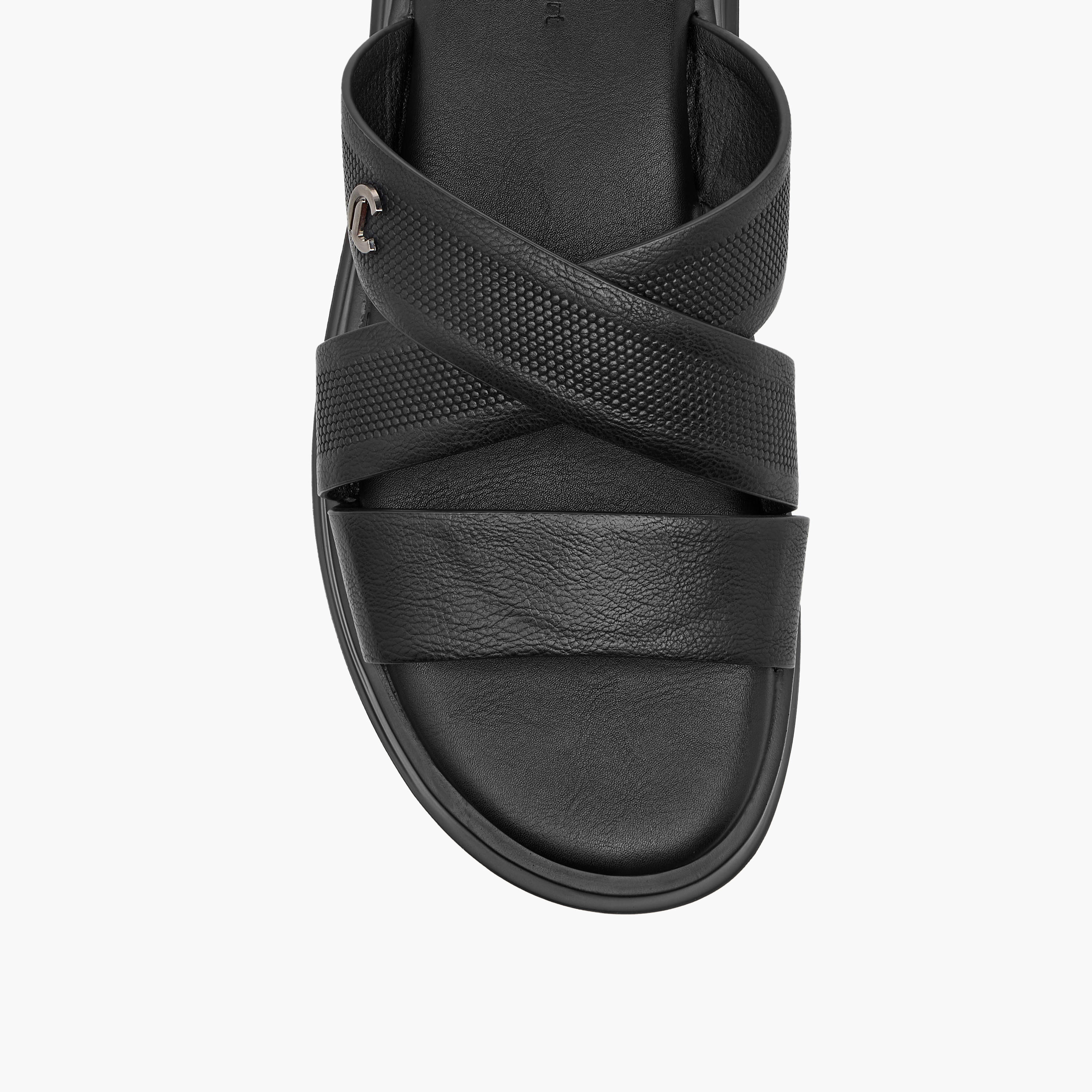Le Confort Textured Cross Strap Slip-On Comfort Sandals-men-shoes-sandals-image-4