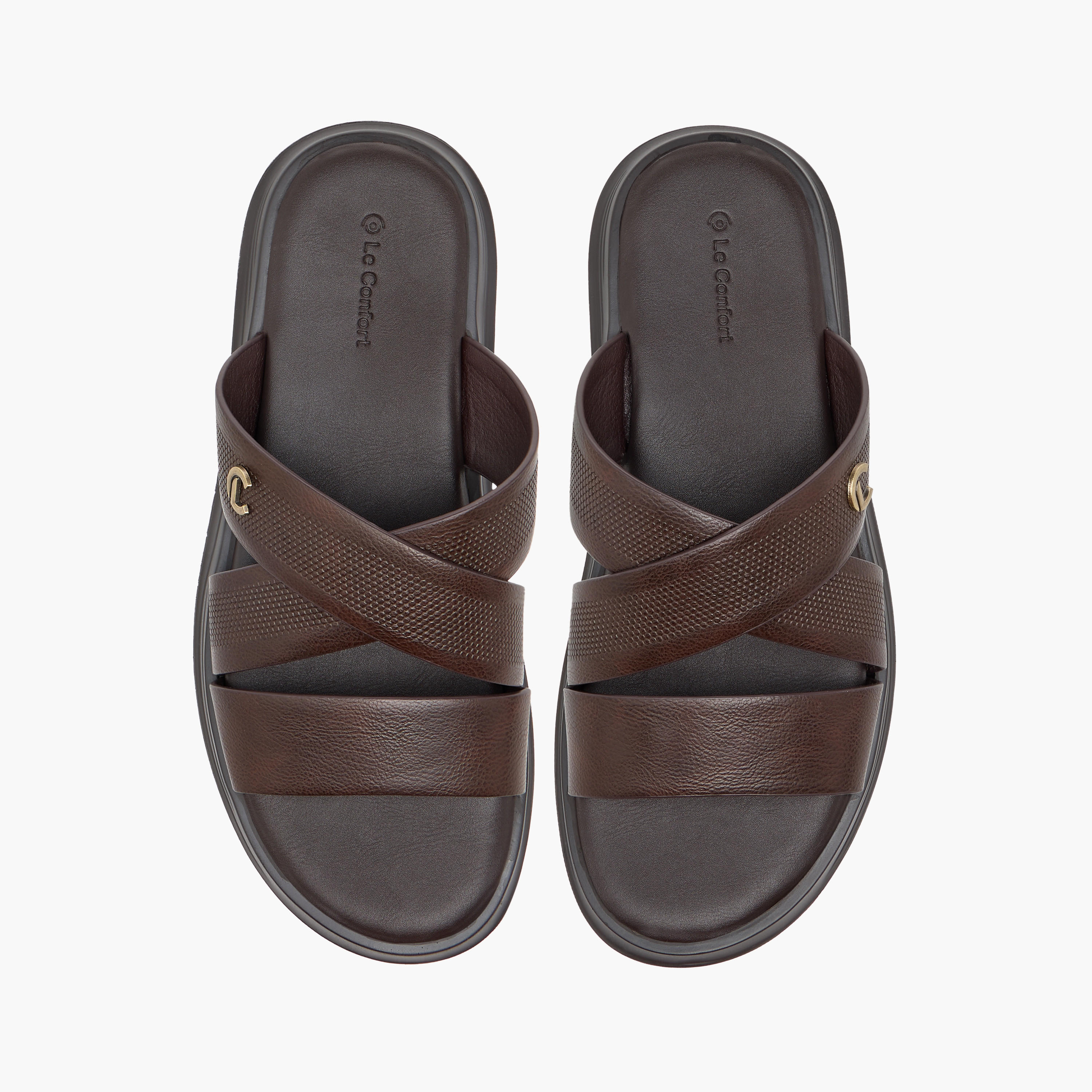 صندل مريح سهل الارتداء بارز الملمس بحزام متقاطع من لو كونفورت-men-shoes-sandals-image-1