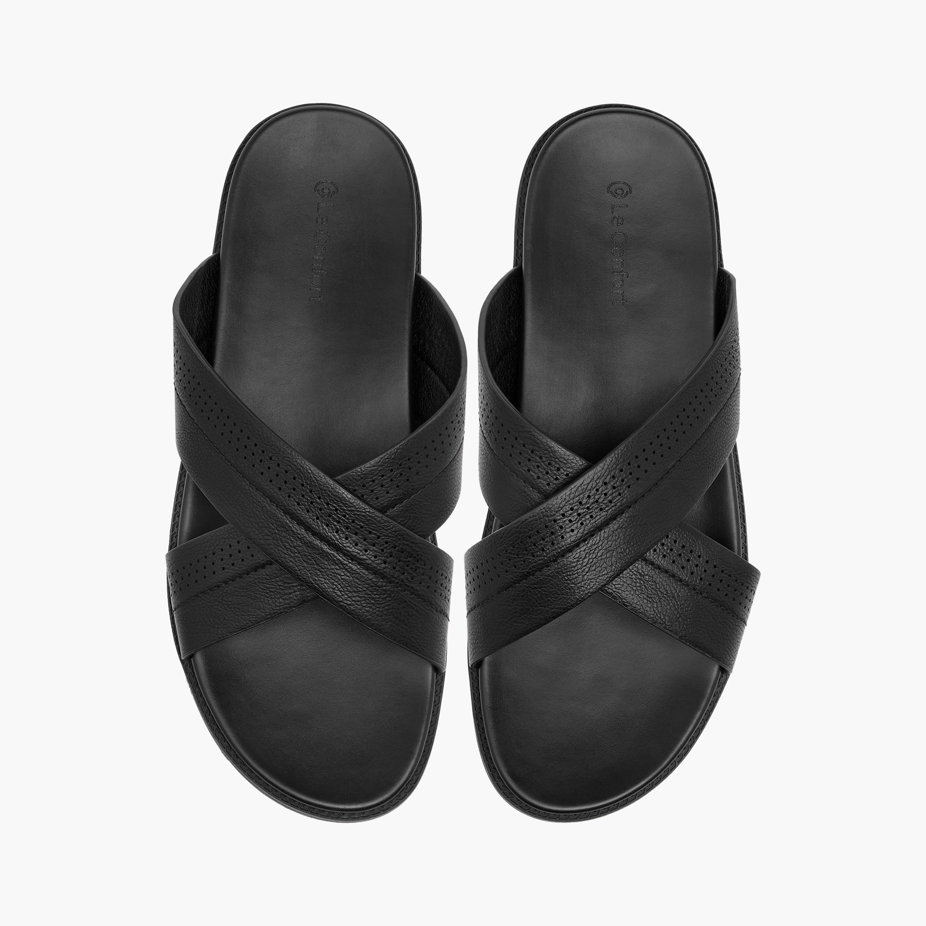 صندل مريح سهل الارتداء بارز الملمس بحزام متقاطع من لو كونفورت-men-shoes-sandals-image-1