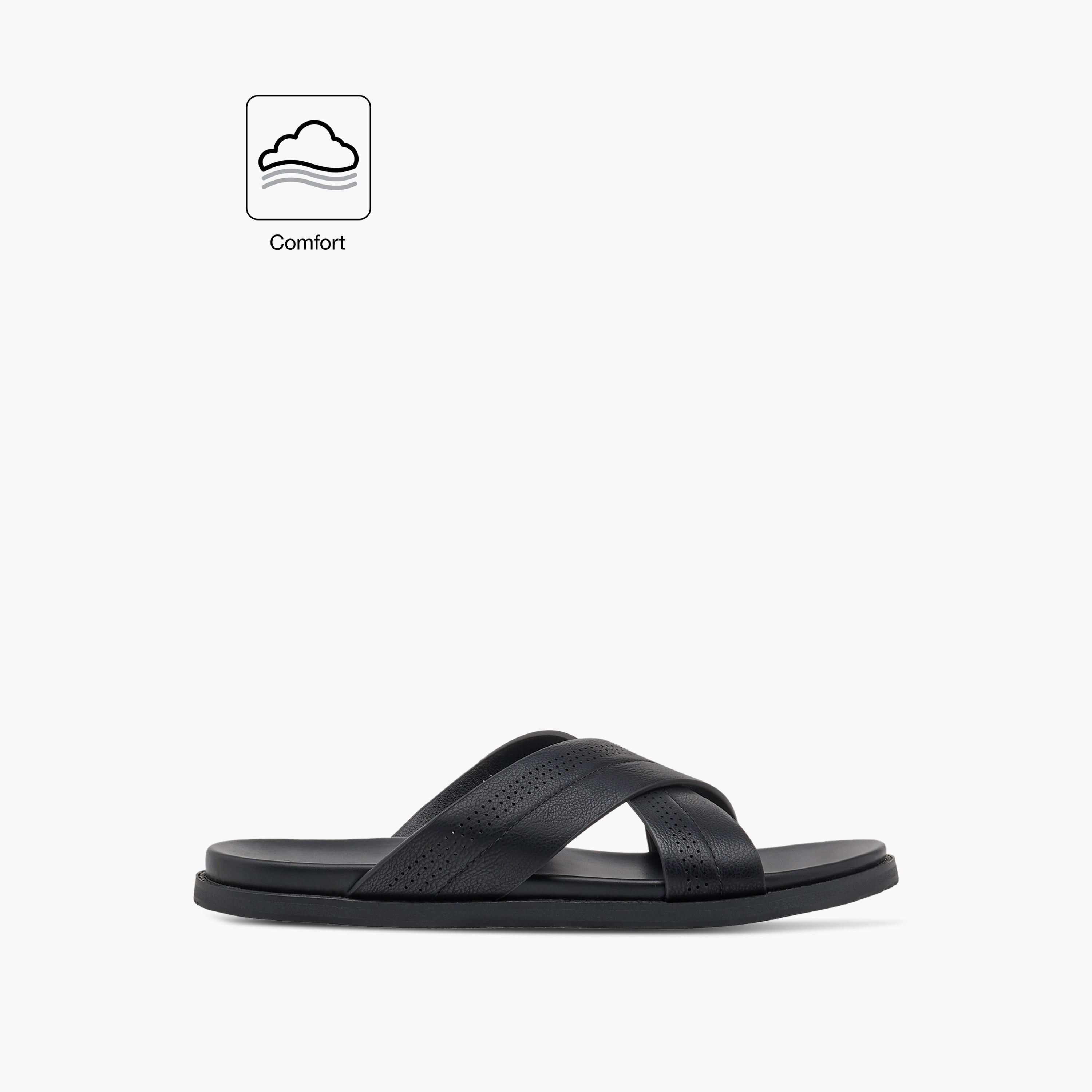 صندل مريح سهل الارتداء بارز الملمس بحزام متقاطع من لو كونفورت-men-shoes-sandals-image-2