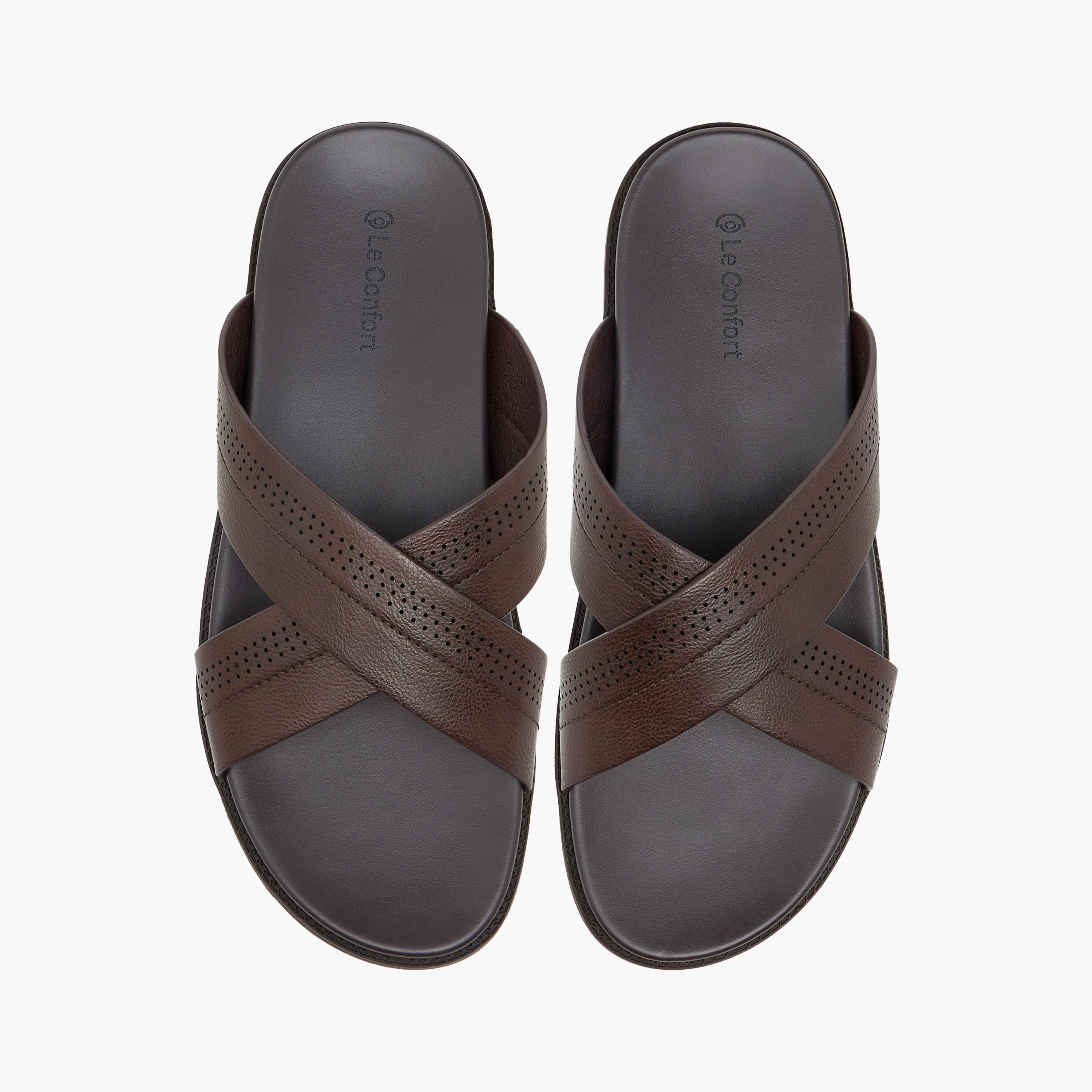 صندل مريح سهل الارتداء بارز الملمس بحزام متقاطع من لو كونفورت-men-shoes-sandals-image-1