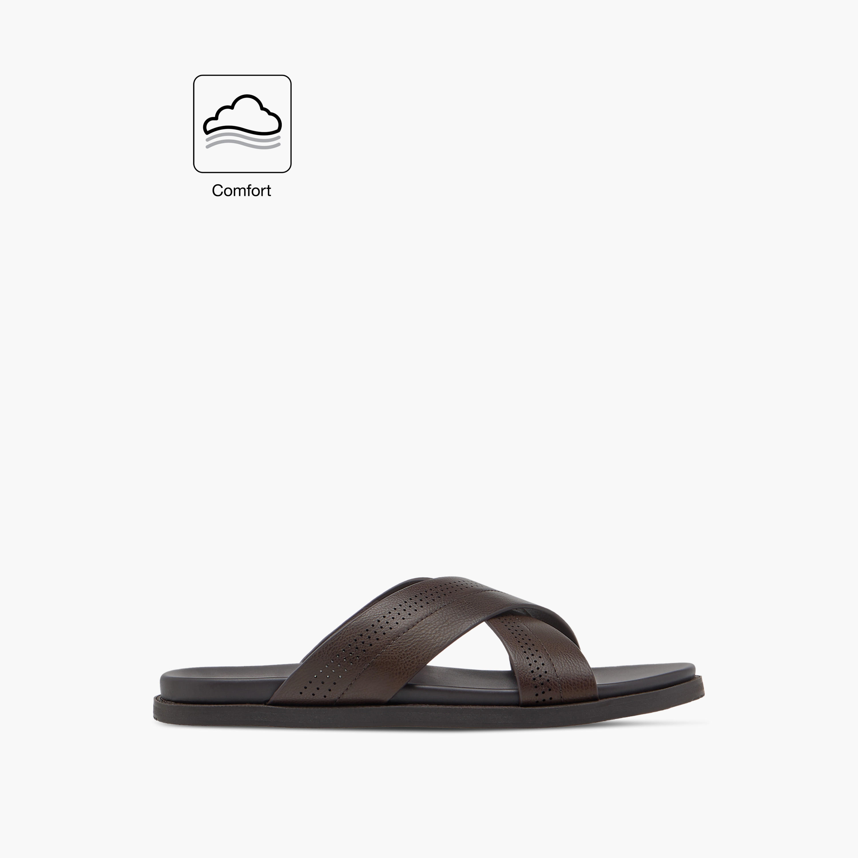 صندل مريح سهل الارتداء بارز الملمس بحزام متقاطع من لو كونفورت-men-shoes-sandals-image-2