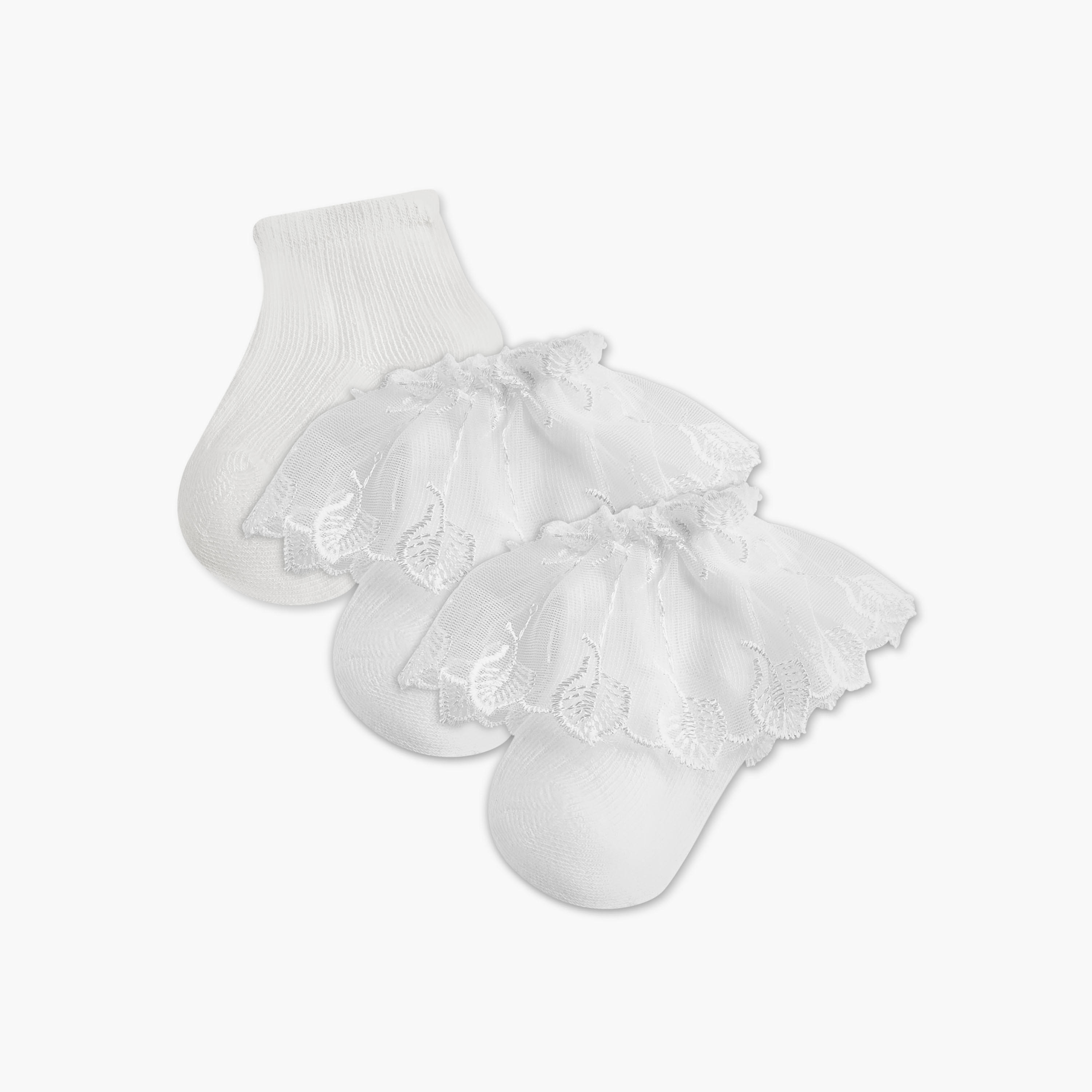 Pack of 3 Barefeet Girls Socks Ankle Length Ruffe Detail-girls-accessories-socks-image-1