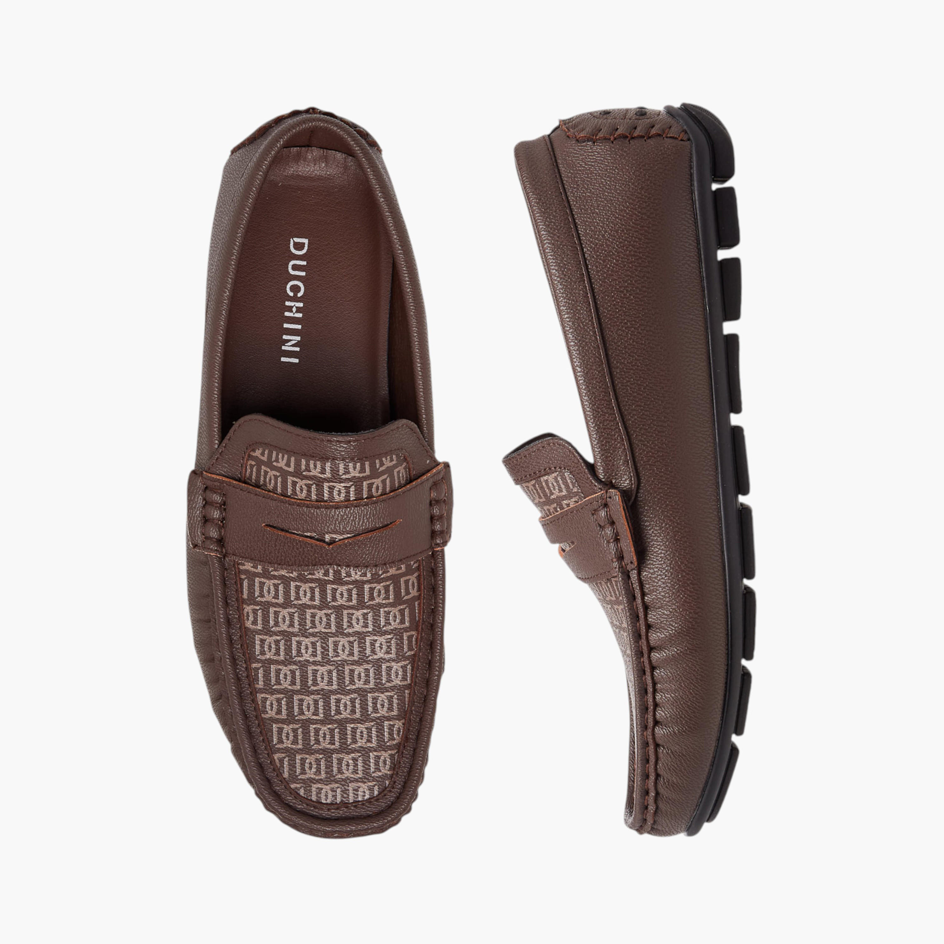 Duchini Men's Monogram Print Slip-On Moccasins-men-shoes-loafersandmoccasins-image-1