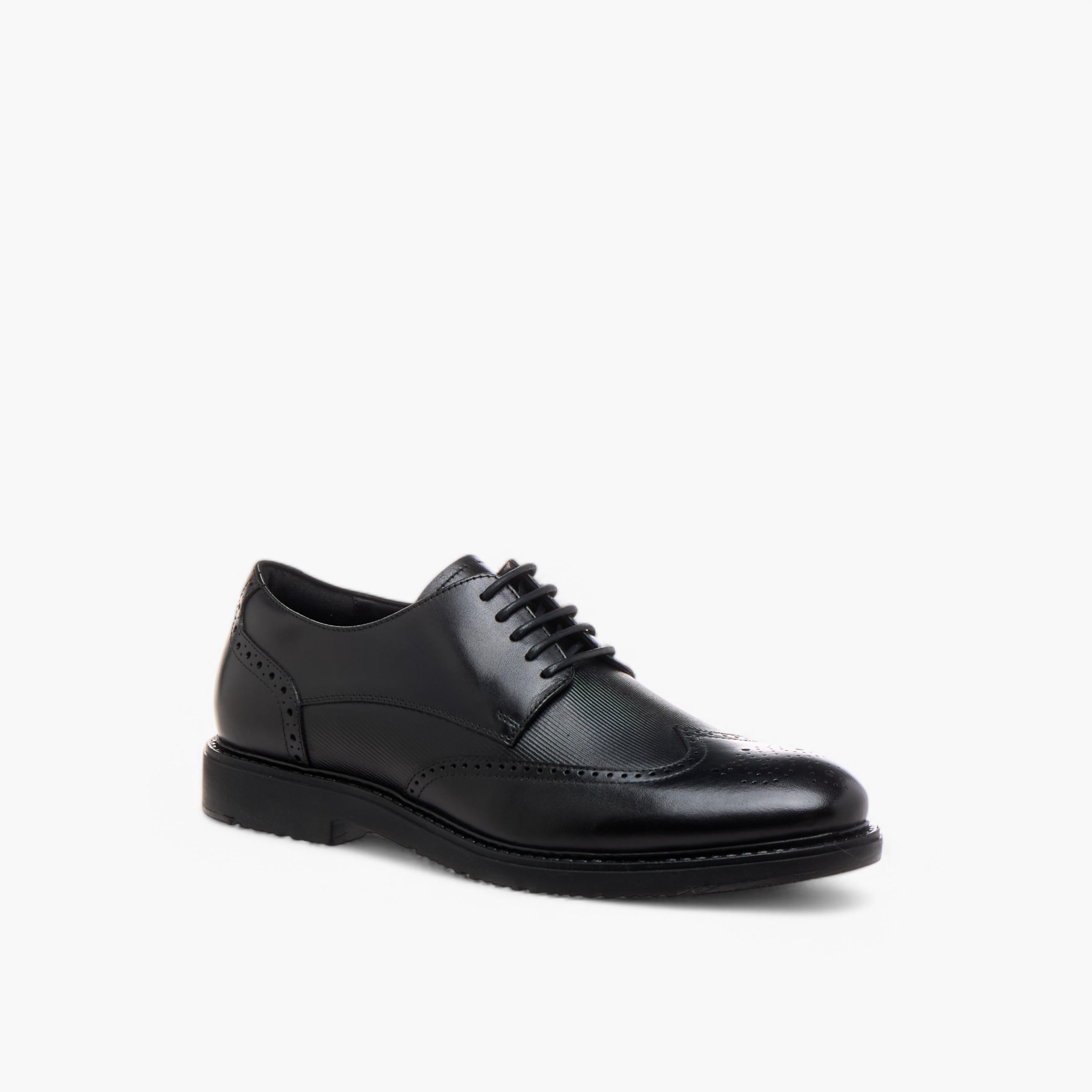 Duchini Men's Leather Textured Lace-Up Derby Shoes-men-shoes-formalshoes-image-2