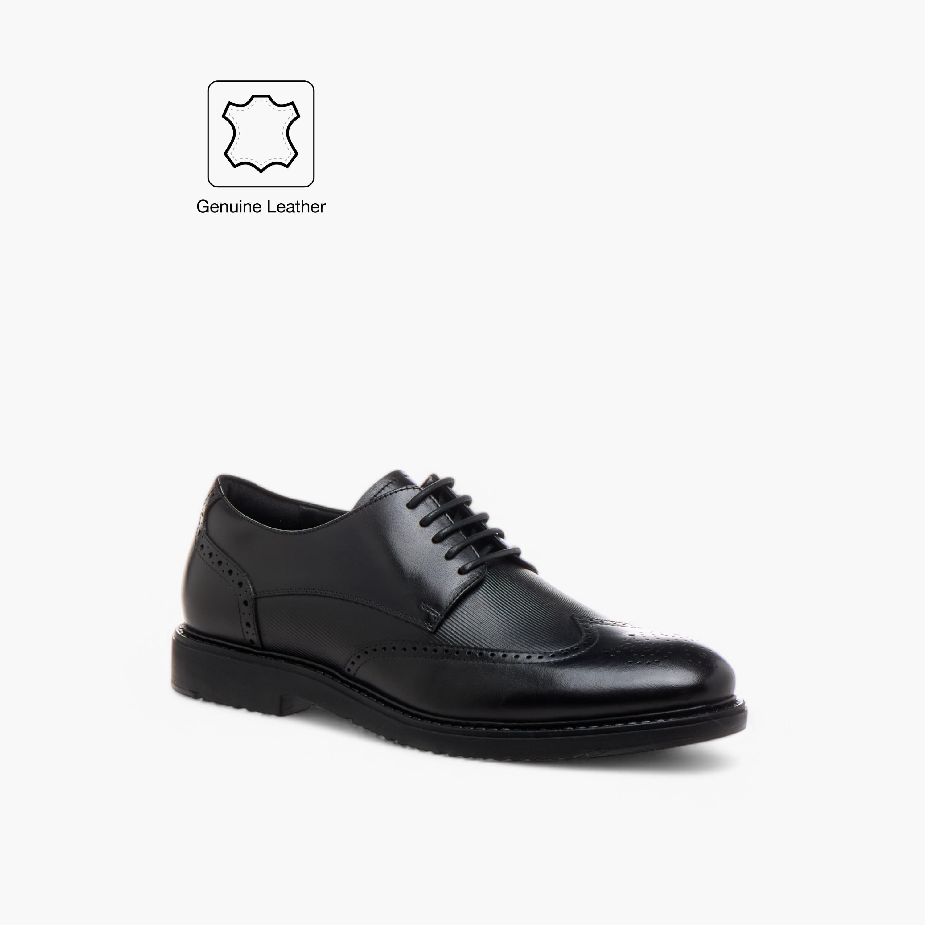Duchini Men's Leather Textured Lace-Up Derby Shoes-men-shoes-formalshoes-image-3