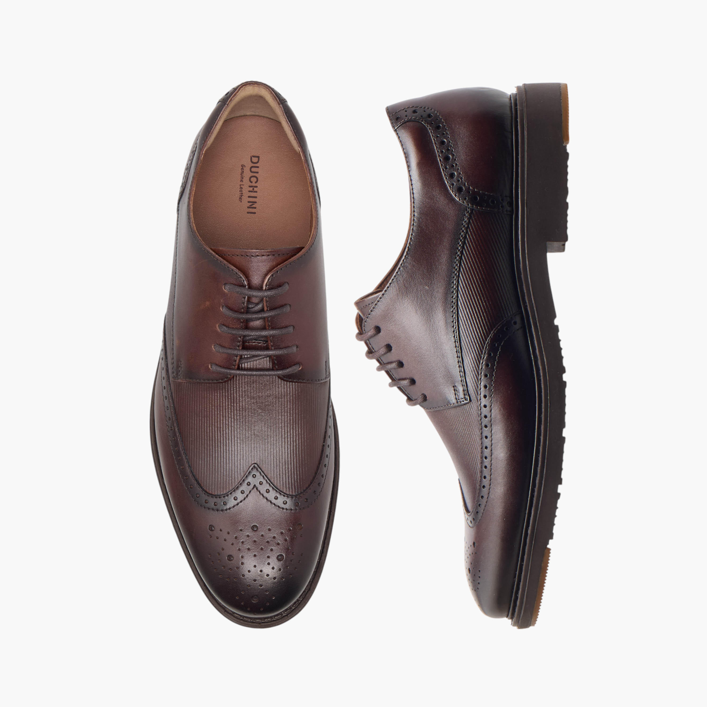 Duchini Men's Leather Textured Lace-Up Derby Shoes-men-shoes-formalshoes-image-1