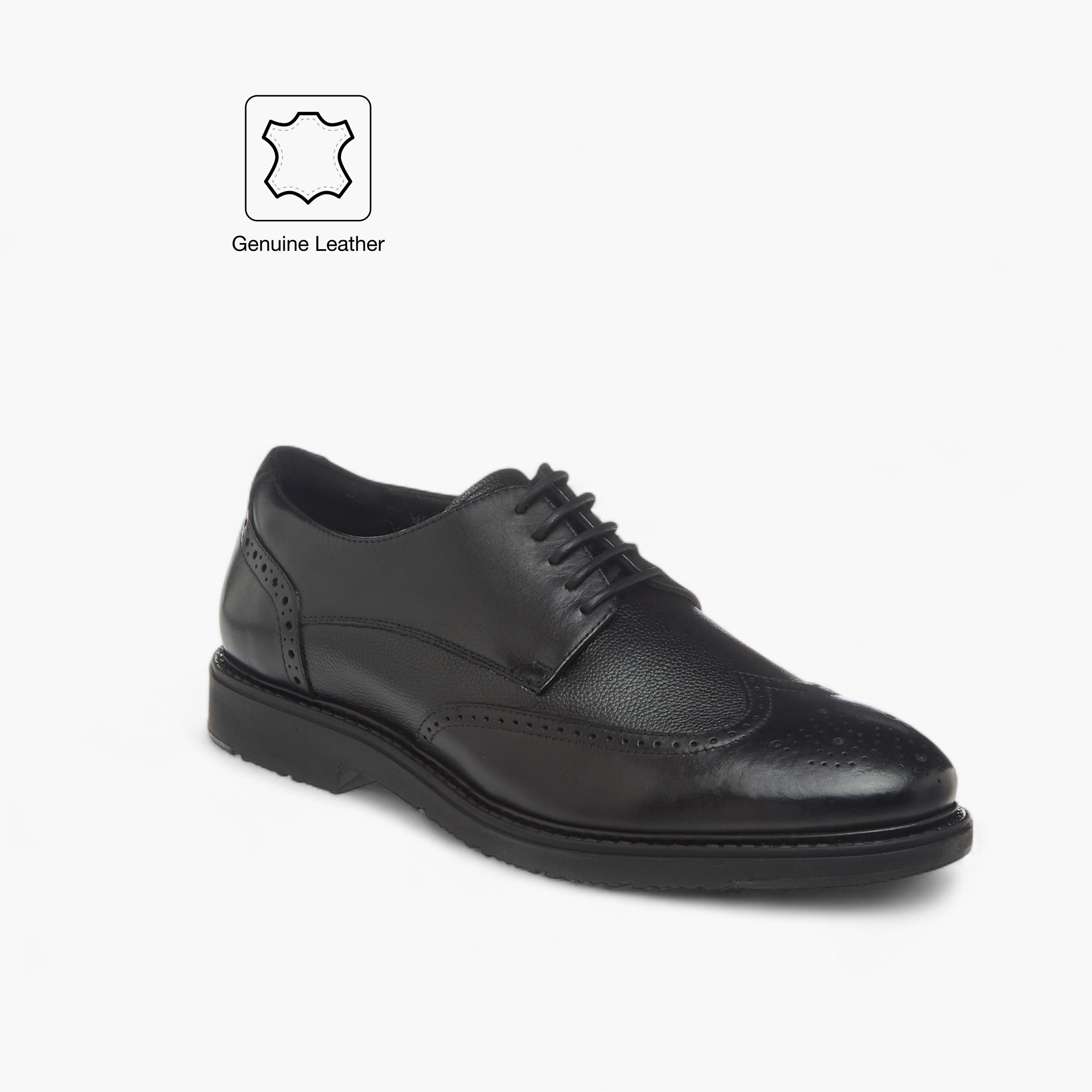 Duchini Men's Leather Textured Derby Shoes with Lace-Up Closure-men-shoes-formalshoes-image-2