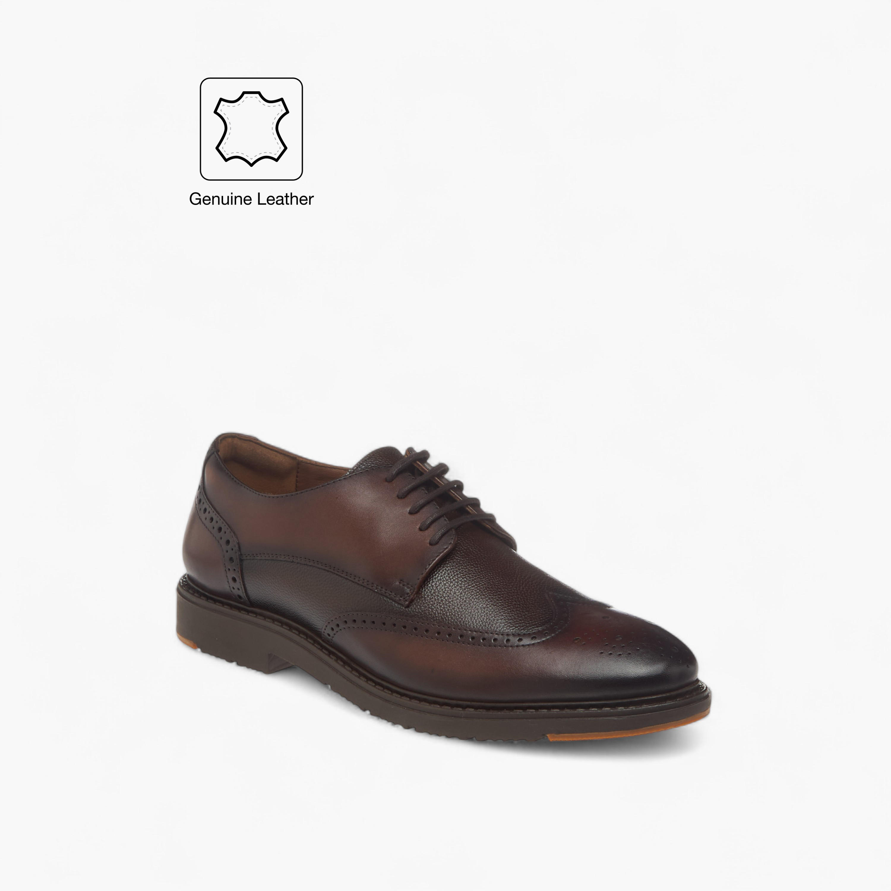 Duchini Men's Leather Textured Derby Shoes with Lace-Up Closure-men-shoes-formalshoes-image-2