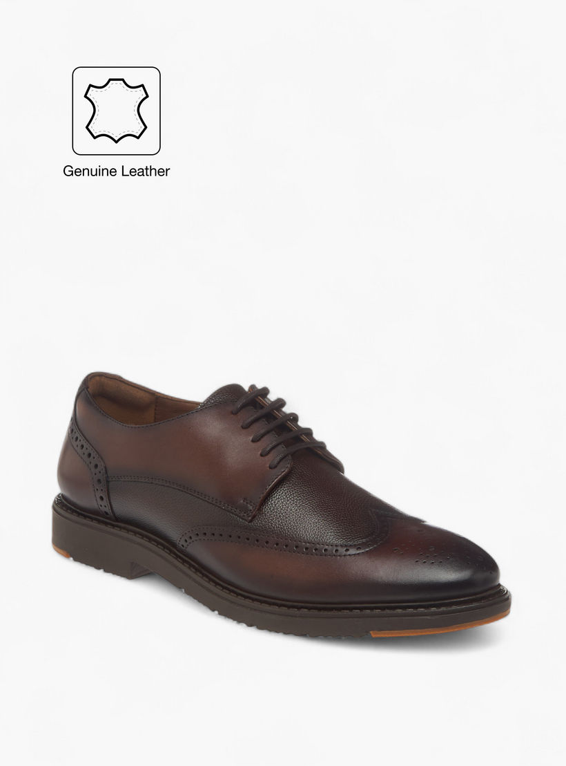Duchini Men's Leather Textured Derby Shoes with Lace-Up Closure-men-shoes-formalshoes-image-2