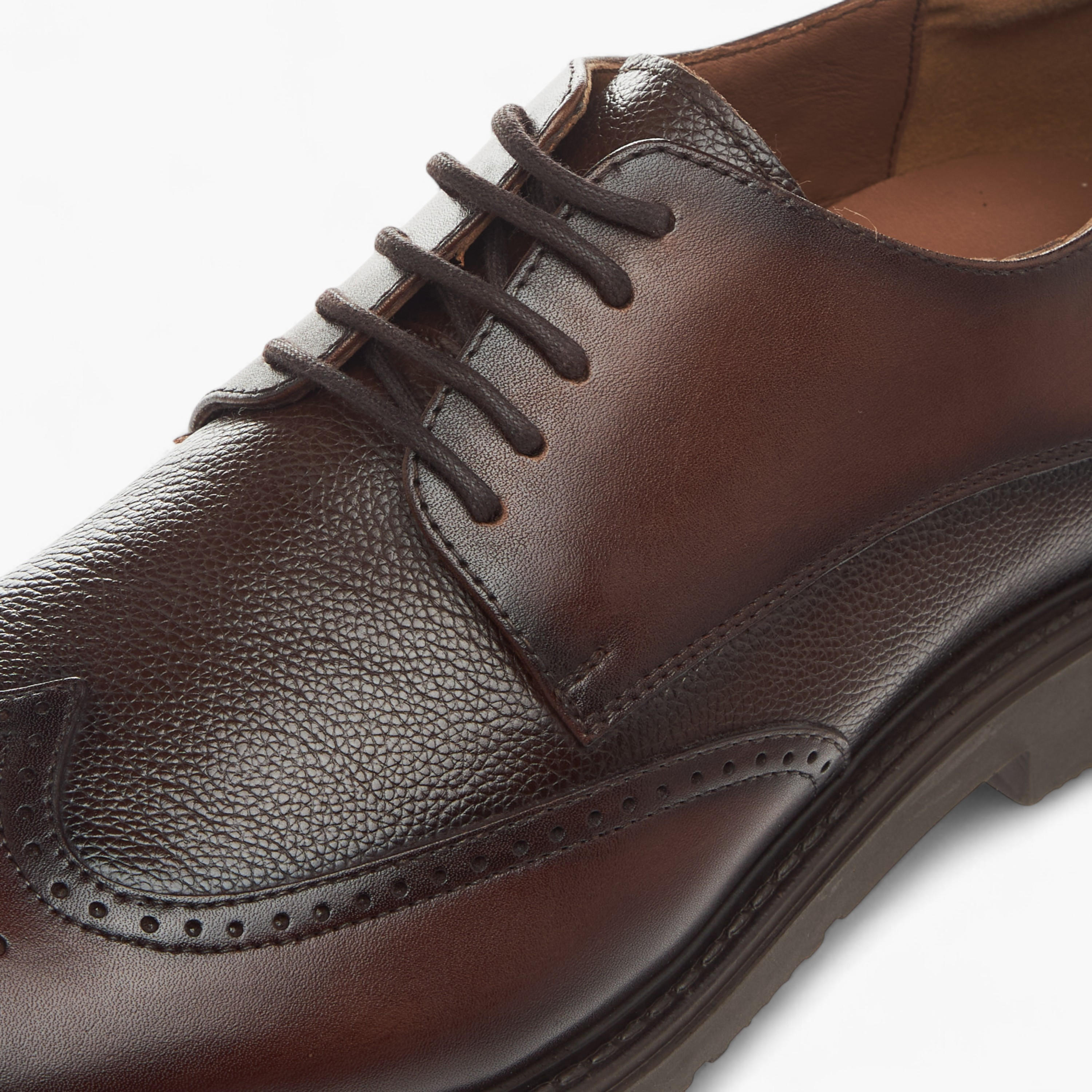 Duchini Men's Leather Textured Derby Shoes with Lace-Up Closure-men-shoes-formalshoes-image-4