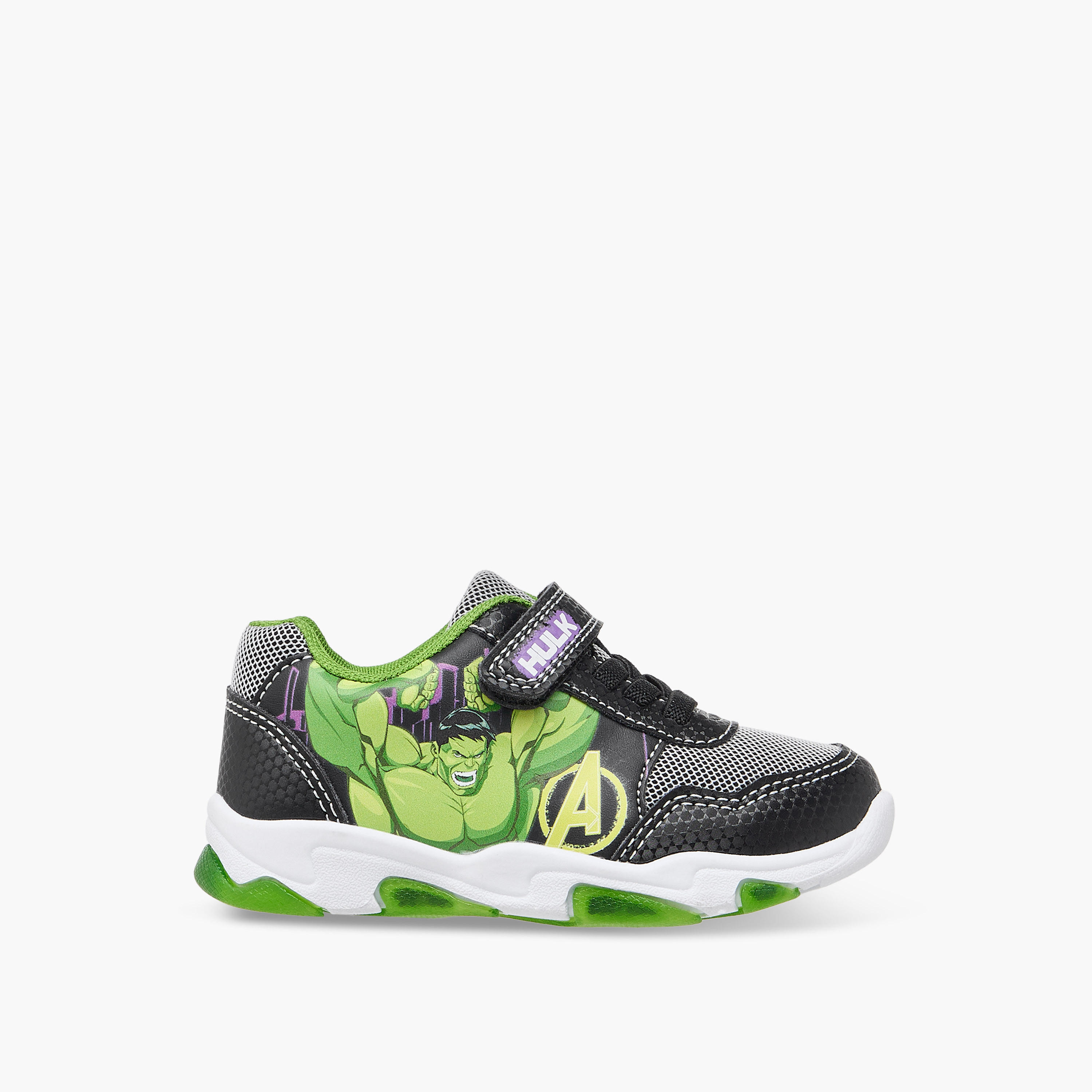 Hulk Print Light-Up Sneakers with Hook and Loop Closure-boys-shoes-sneakers-image-3