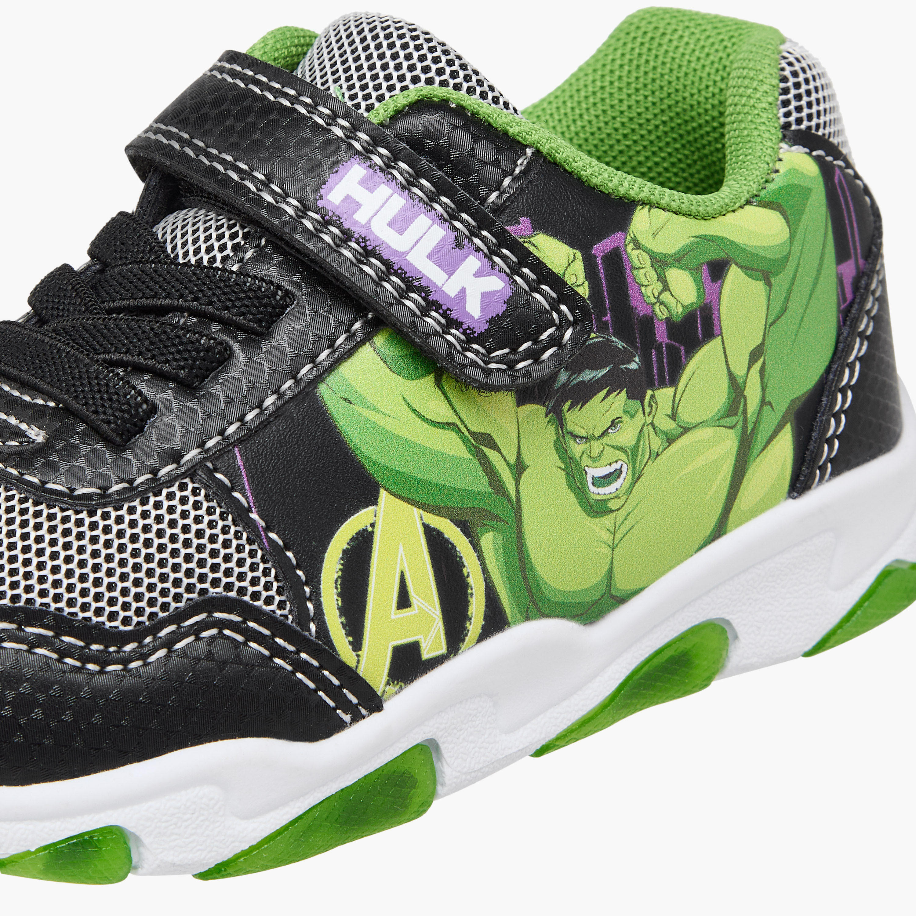 Hulk Print Light-Up Sneakers with Hook and Loop Closure-boys-shoes-sneakers-image-5