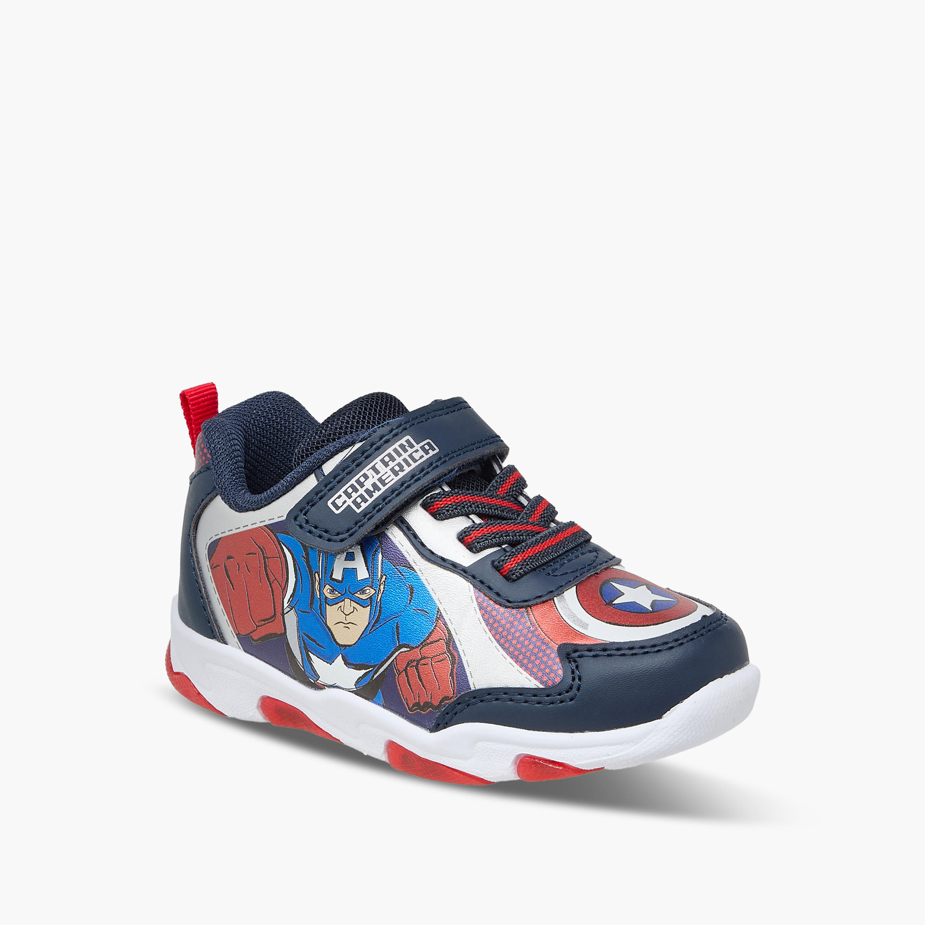 Captain America Print Light-Up Sneakers with Hook and Loop Closure-boys-shoes-sneakers-image-2