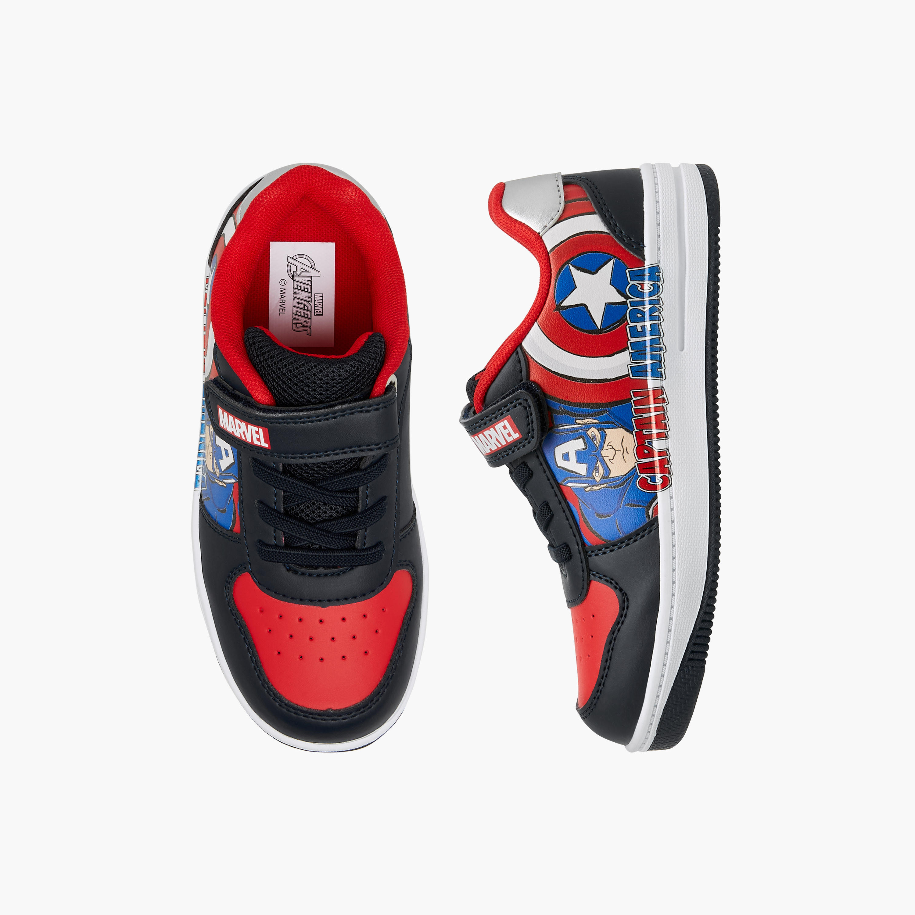 Marvel Captain America Print Sneakers with Hook and Loop Closure-boys-shoes-sneakers-image-1