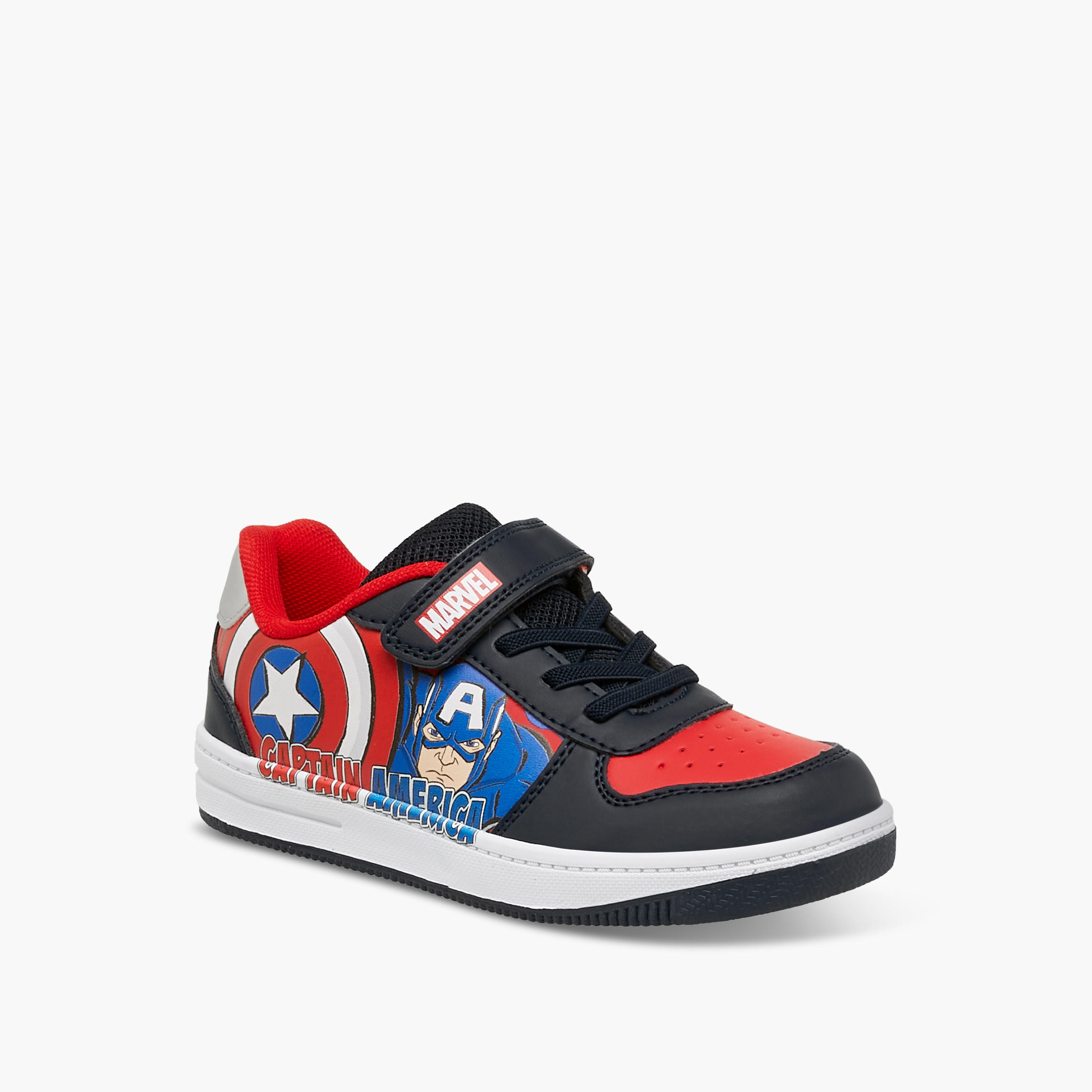 Marvel Captain America Print Sneakers with Hook and Loop Closure-boys-shoes-sneakers-image-2