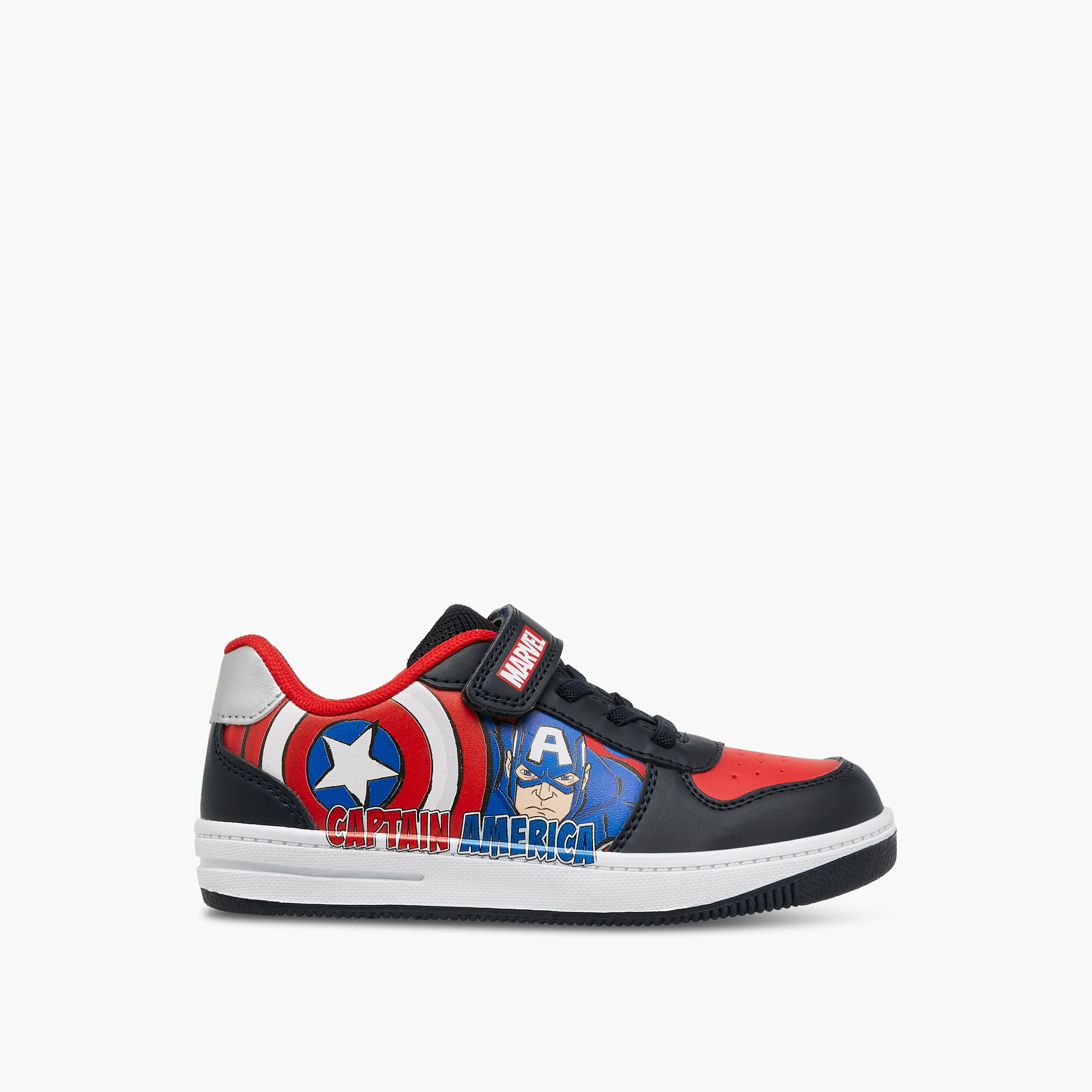 Marvel Captain America Print Sneakers with Hook and Loop Closure-boys-shoes-sneakers-image-3