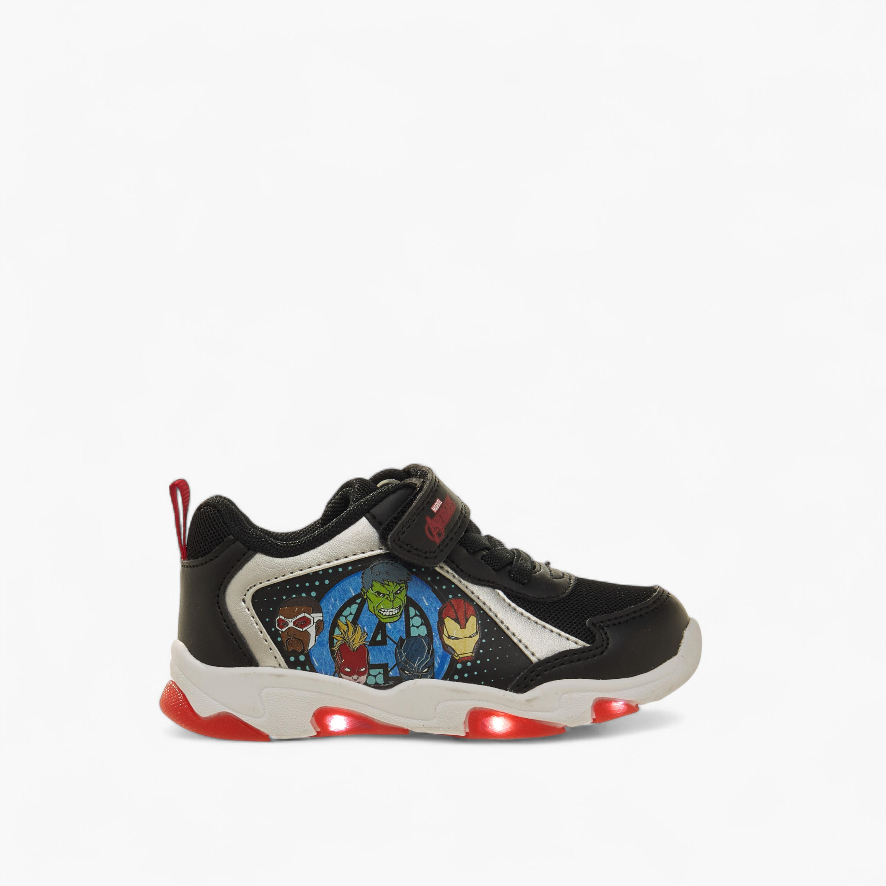 Marvel Boys Avengers Print Hook and Loop Light-Up Sneakers-boys-shoes-sneakers-image-4