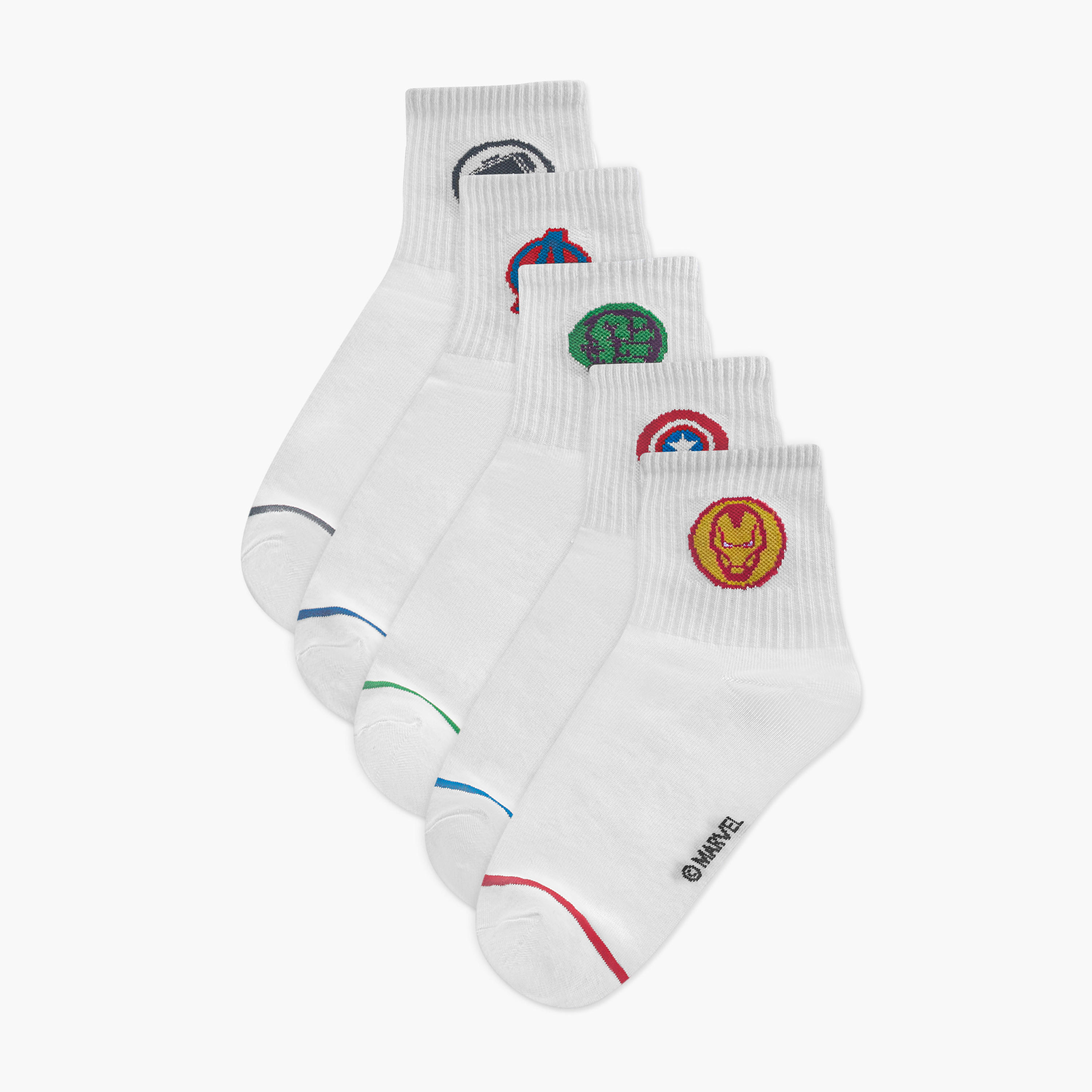 Marvel Printed Non-Terry Ankle Length Sports Socks - Set of 5-men-socks-image-1