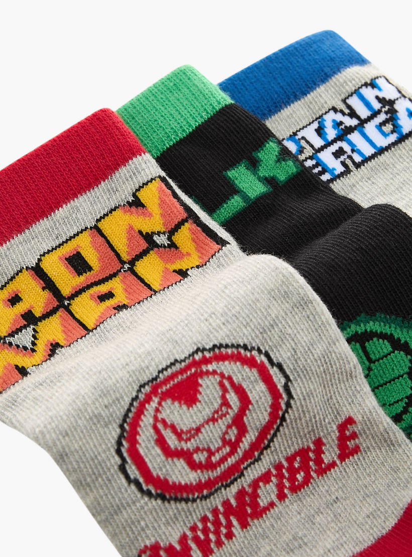 جوارب طول الكاحل بطبعات أفينجرز- طقم من 3 أزواج-boys-accessories-socks-image-4