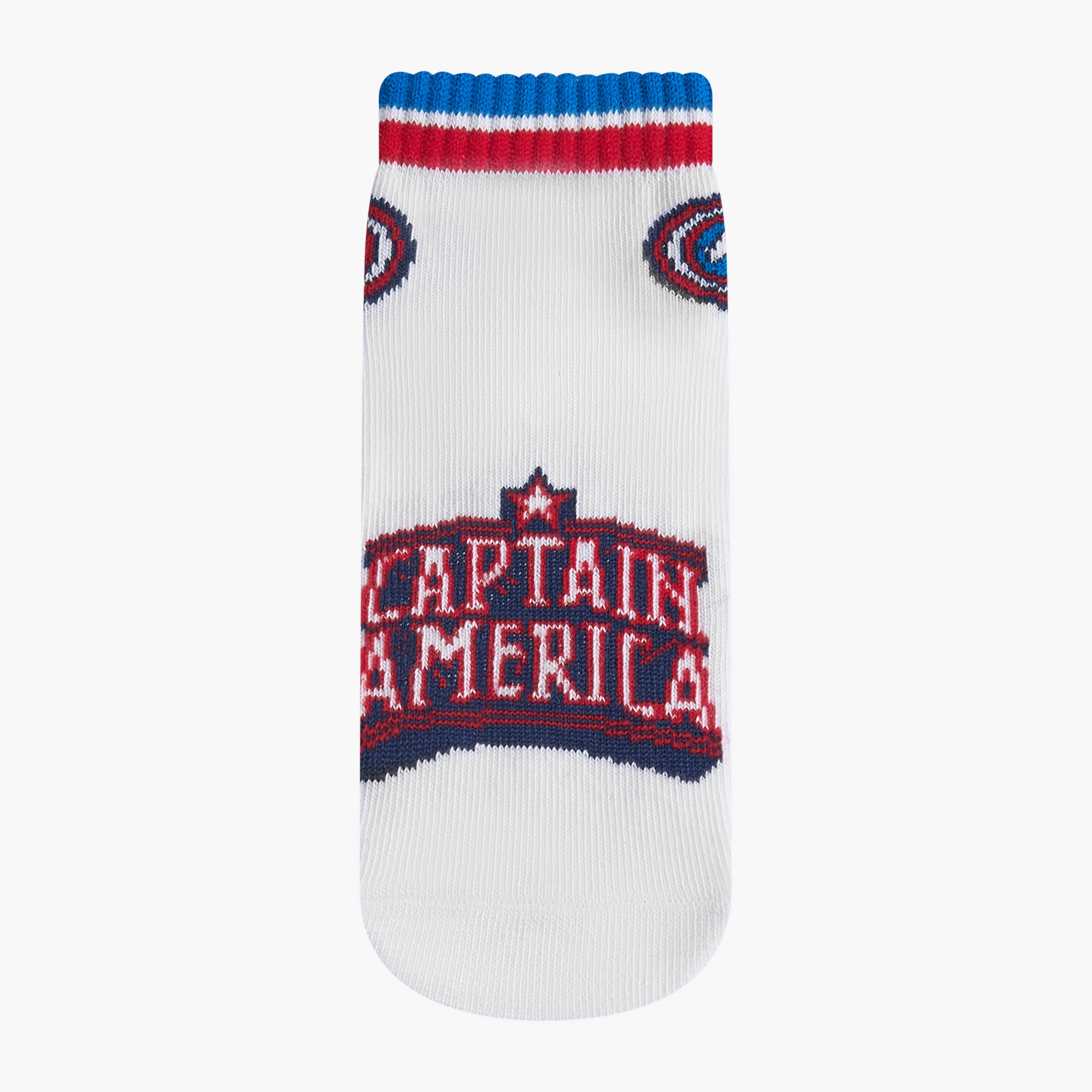 Captain American Print Non-Terry Ankle Length Socks - Set of 3-boys-accessories-socks-image-2