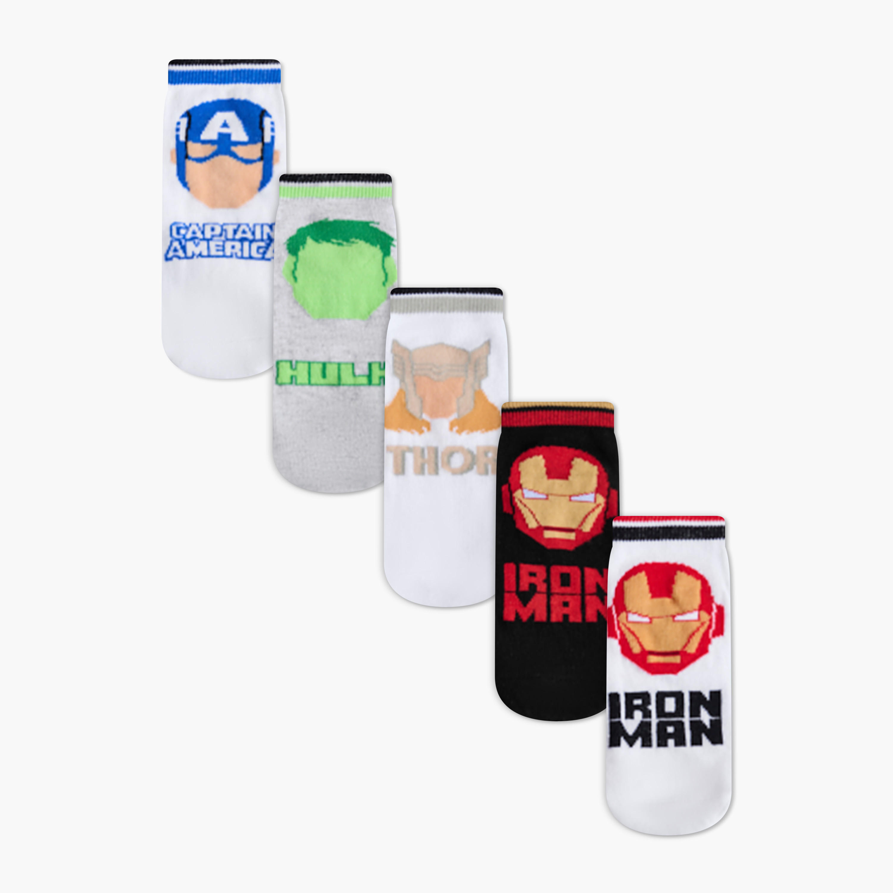 Pack of 5 Marvel Boys Socks Ankle Length Avengers Print-boys-accessories-socks-image-1