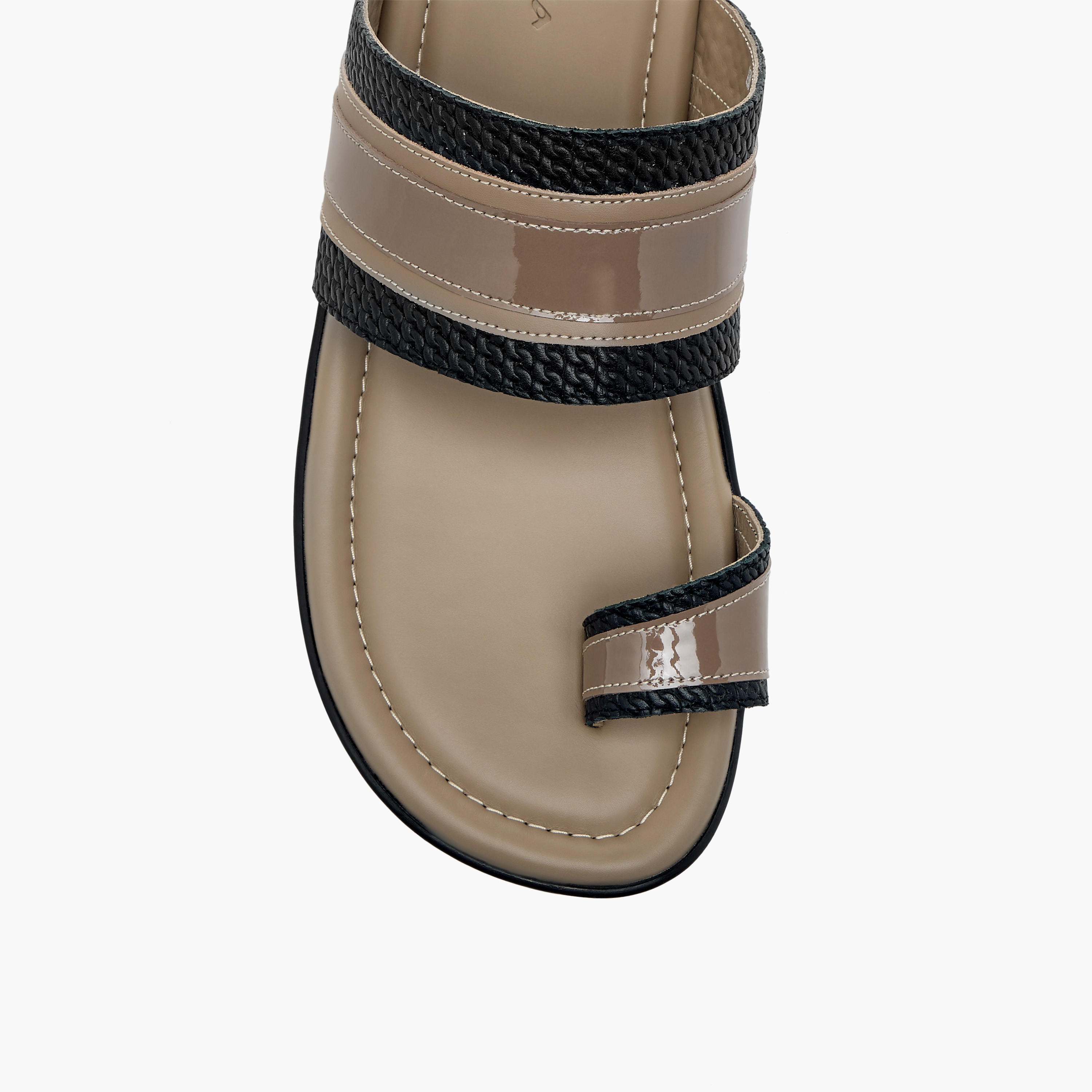 Al Waha Textured Textured Slip-On Arabic Sandals with Toe Loop Detail-men-shoes-sandals-image-3