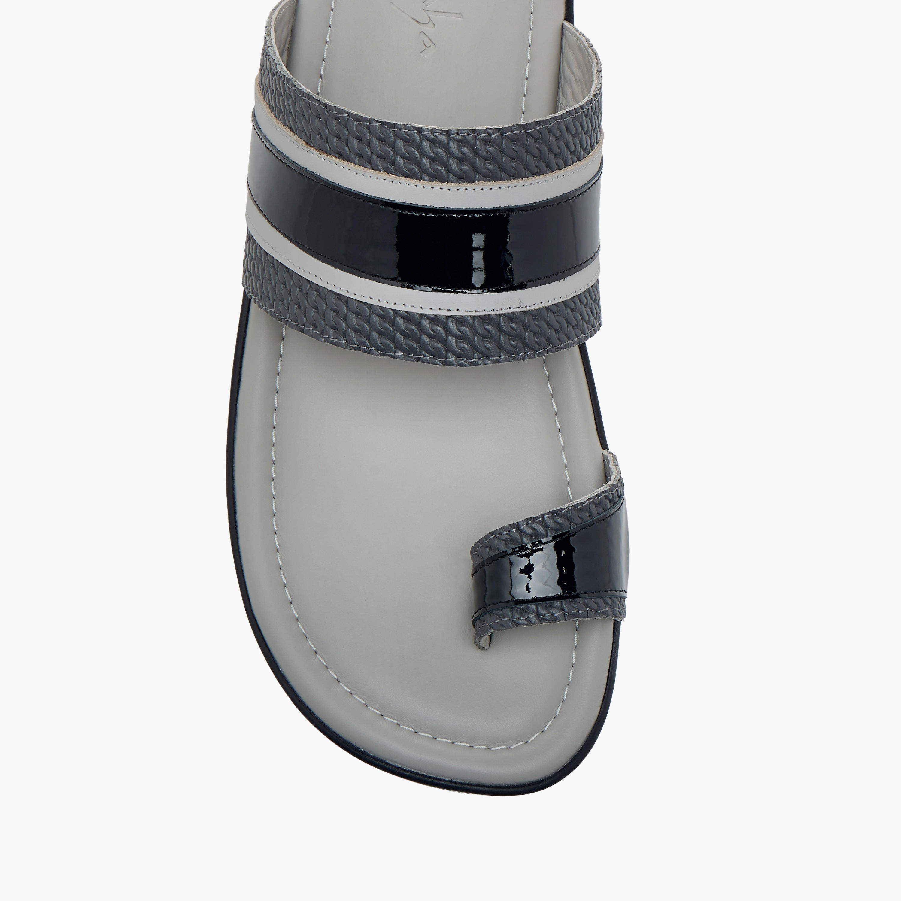 Al Waha Textured Textured Slip-On Arabic Sandals with Toe Loop Detail-men-shoes-sandals-image-3