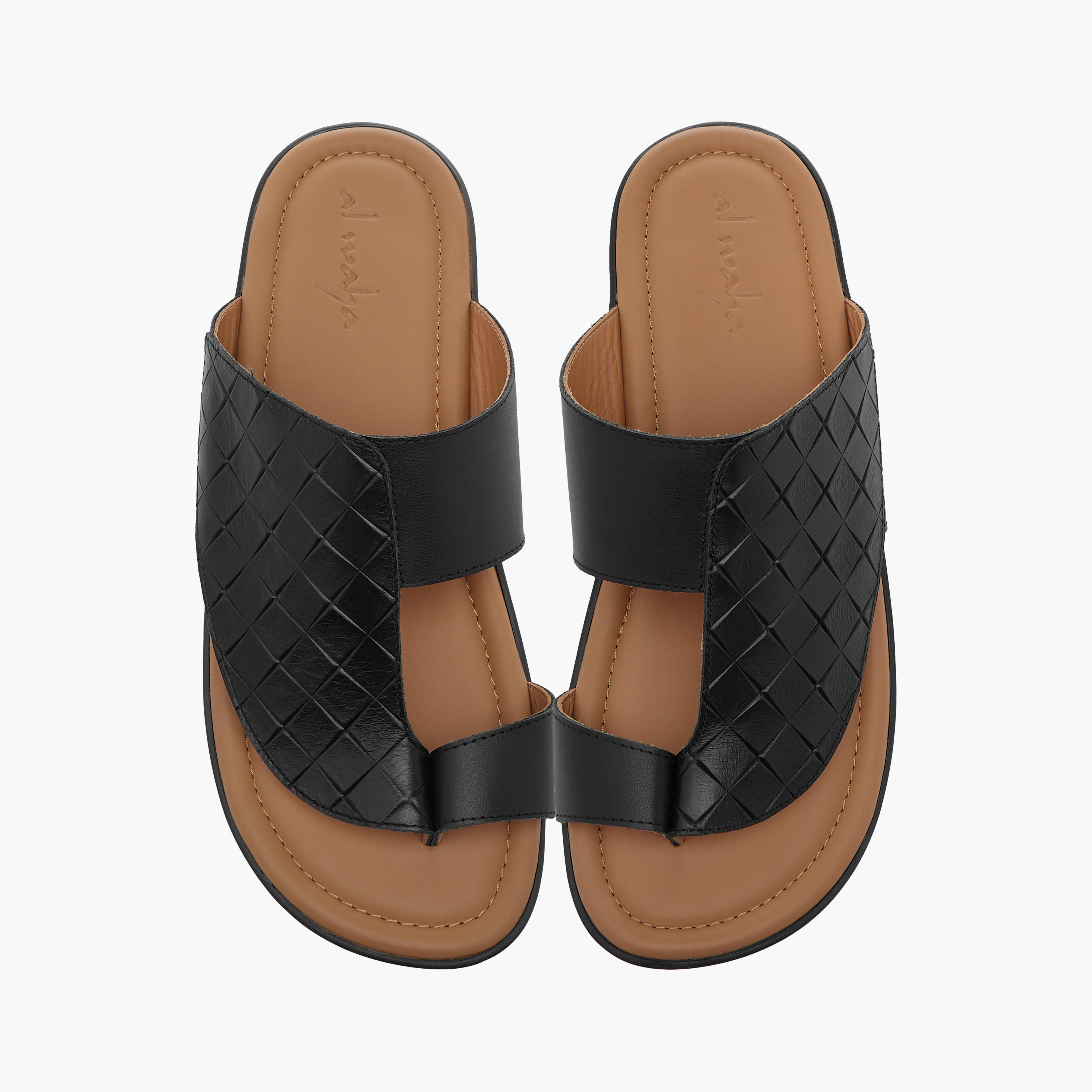 Al Waha Textured Slip-On Arabic Sandals with Toe Loop Detail-men-shoes-sandals-image-1