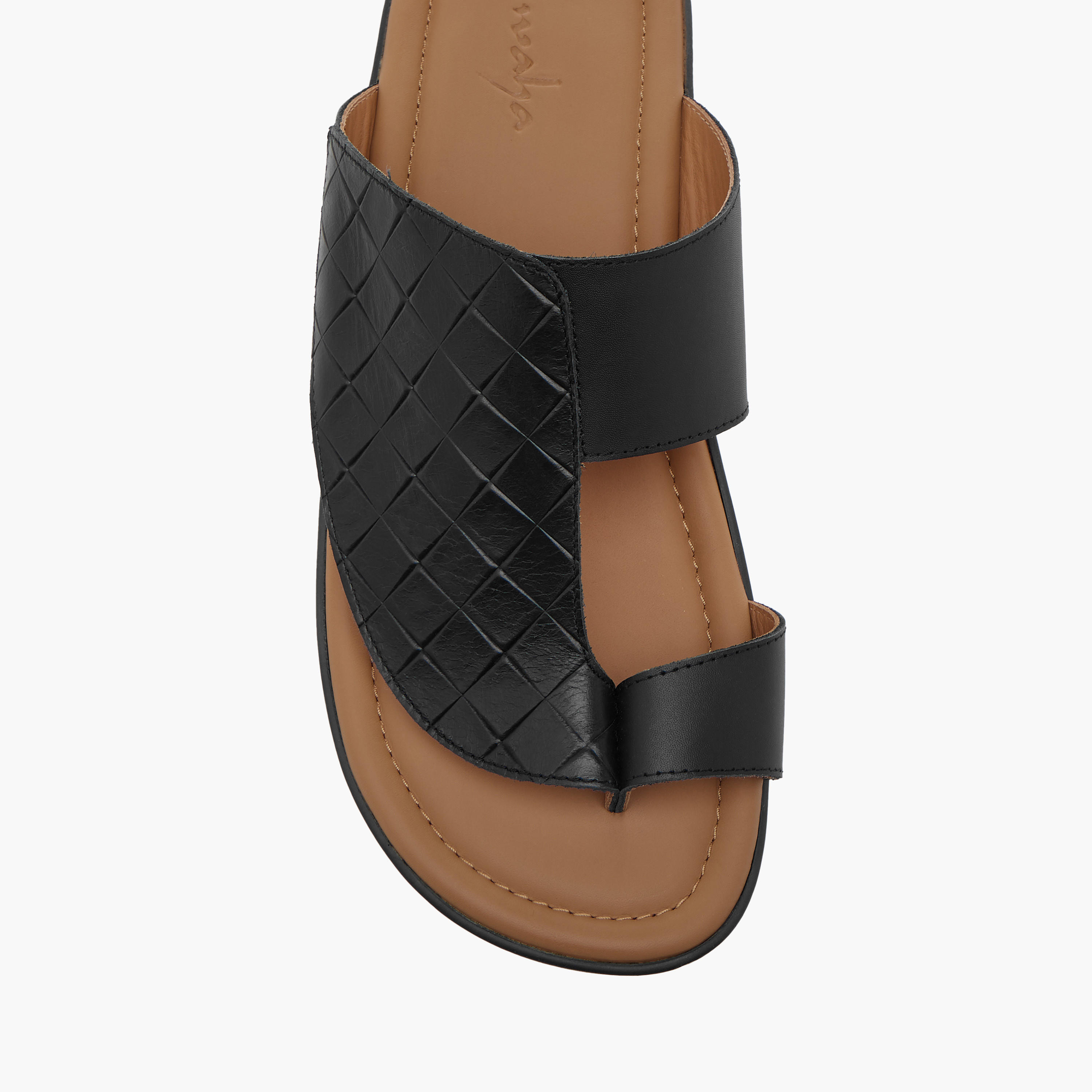 Al Waha Textured Slip-On Arabic Sandals with Toe Loop Detail-men-shoes-sandals-image-3